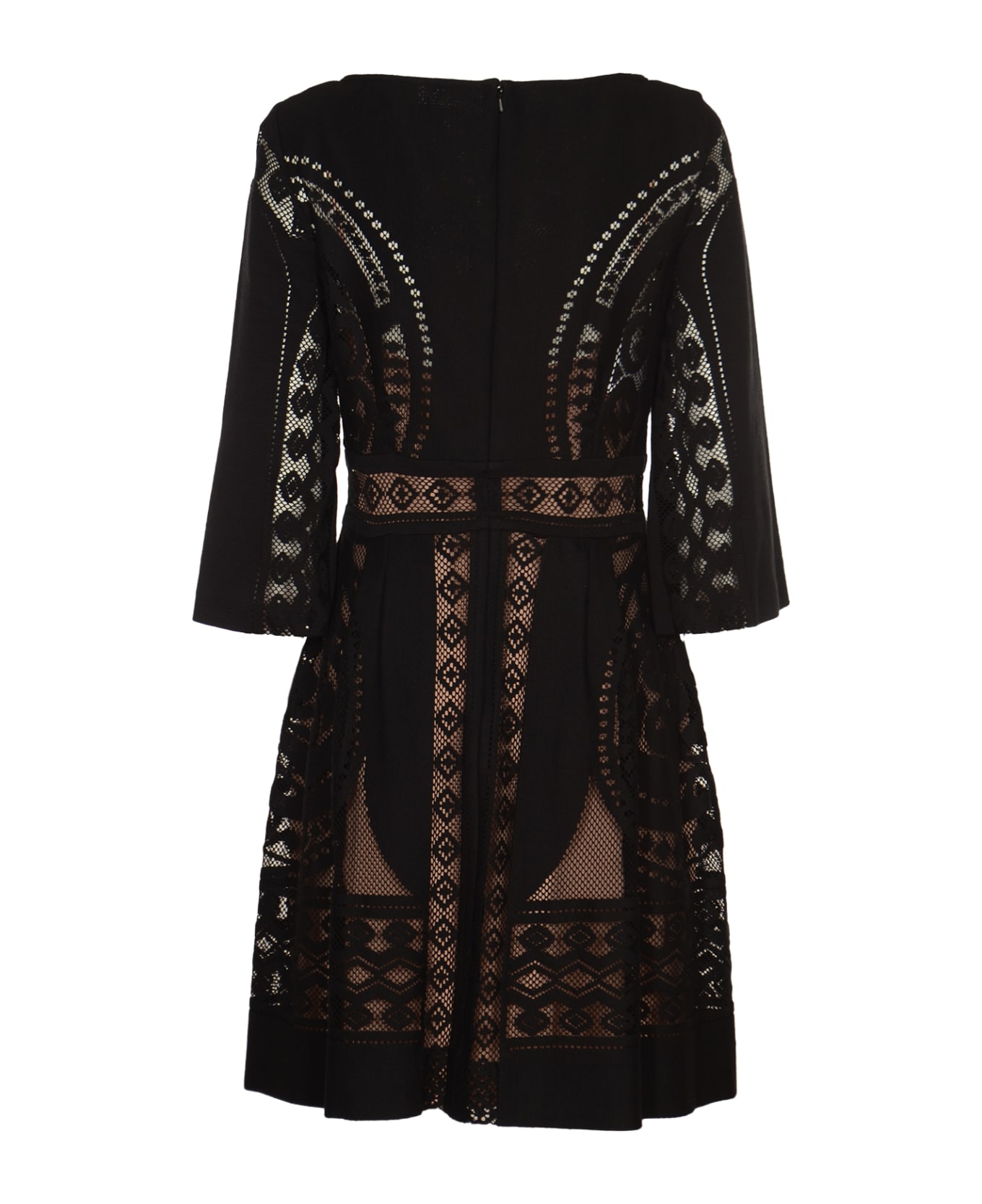 Alberta Ferretti Pattern Perforated Flare Dress - Black