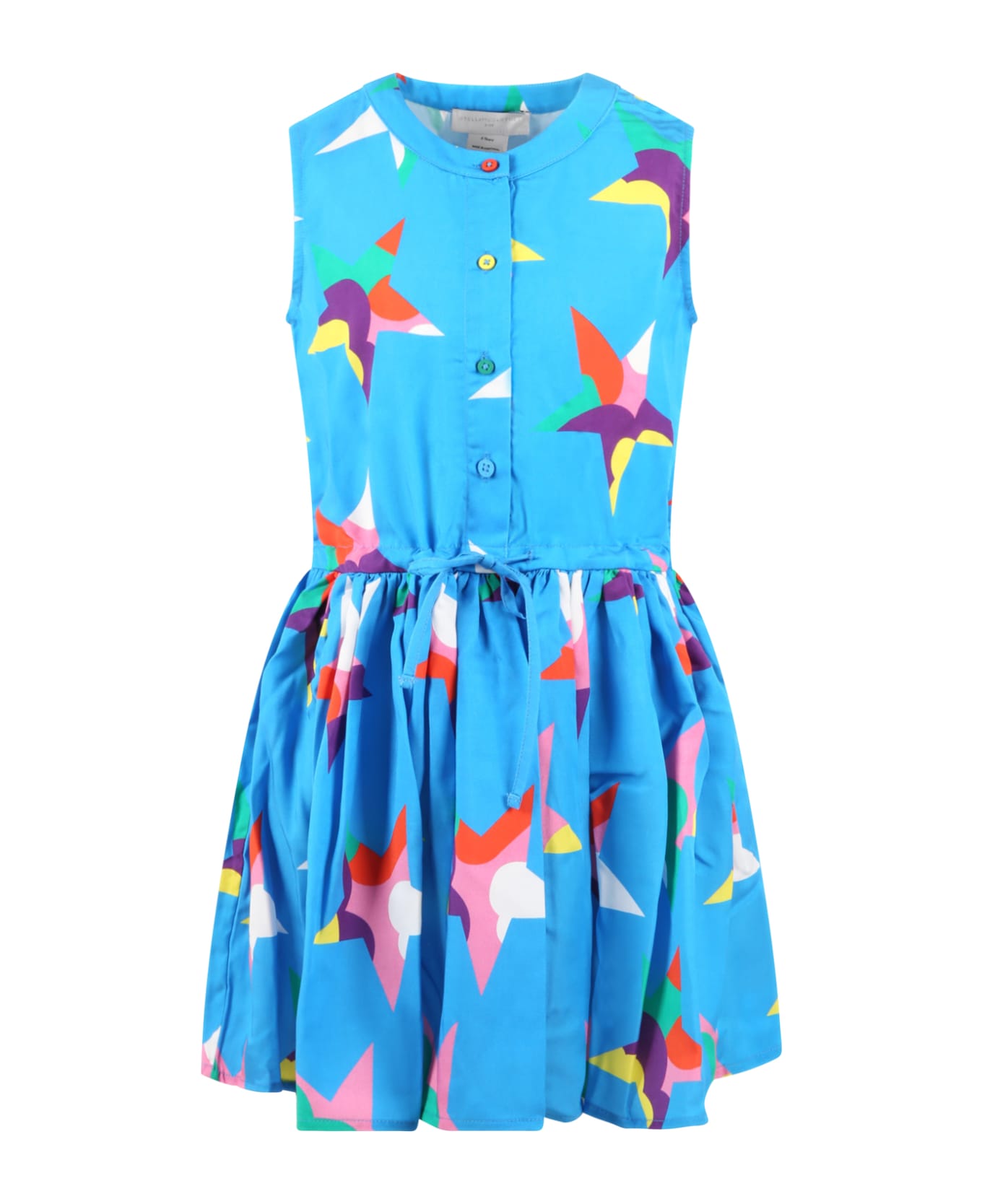 Stella McCartney Kids Light-blue Dress For Girl With Colorful Stars - Light Blue ワンピース＆ドレス