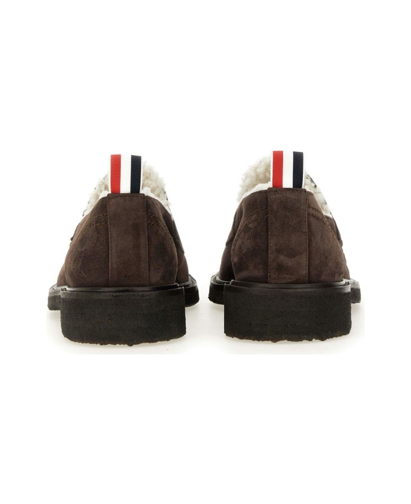 Thom Browne Shearling-lining Penny Loafers - Dark
