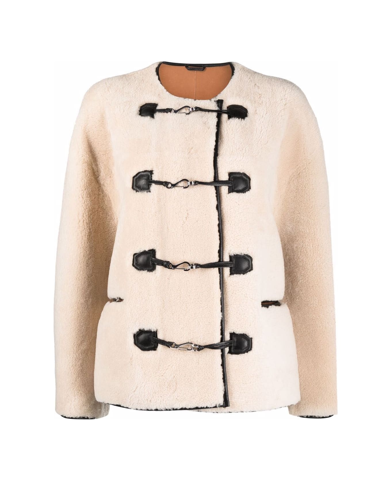 Totême Teddy Shearling Clasp Jacket - Off White