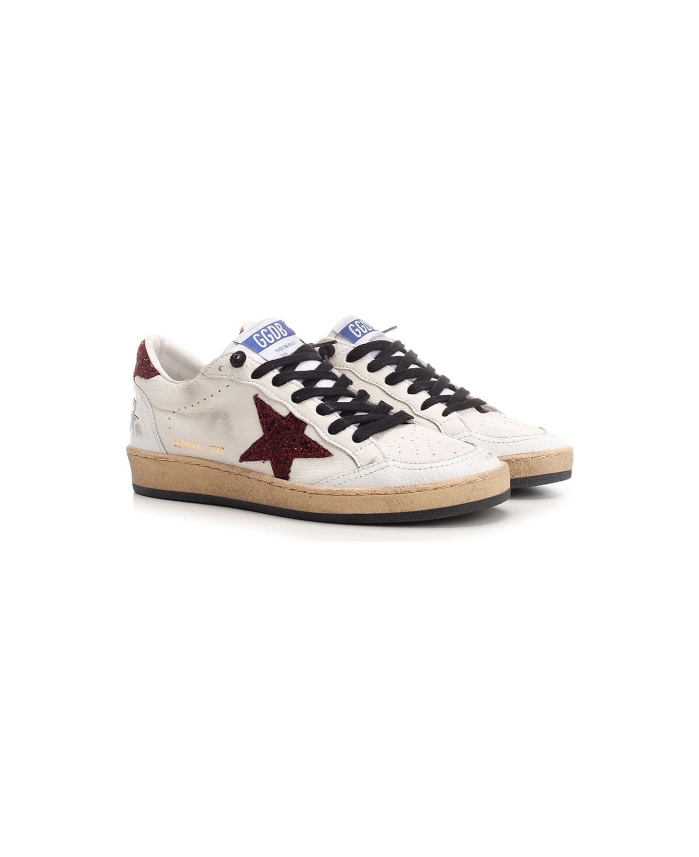 Golden Goose Ball Star Leather Sneakers - White/Bordeaux