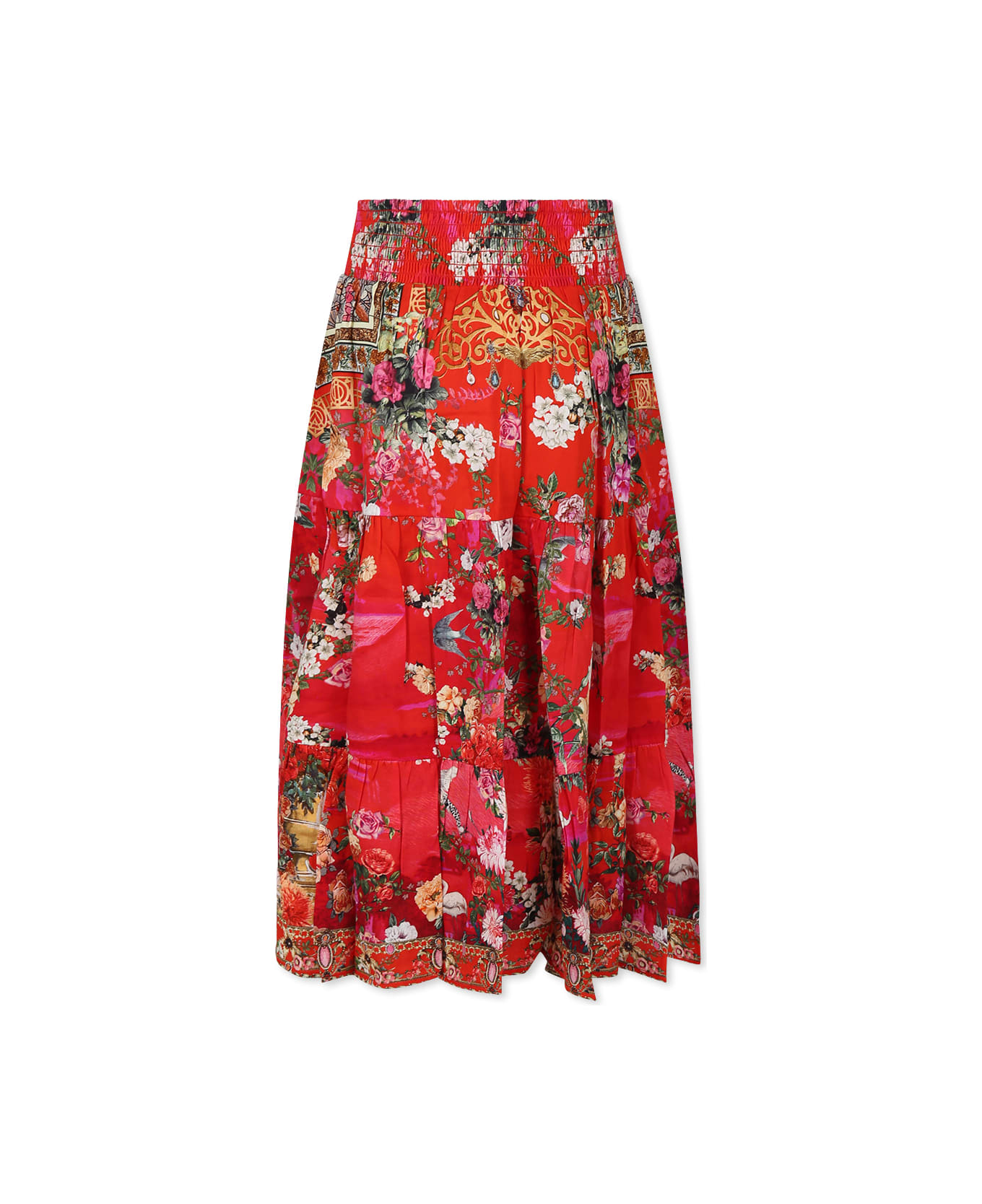 Camilla Red Skirt For Girl With Floral Print - Red