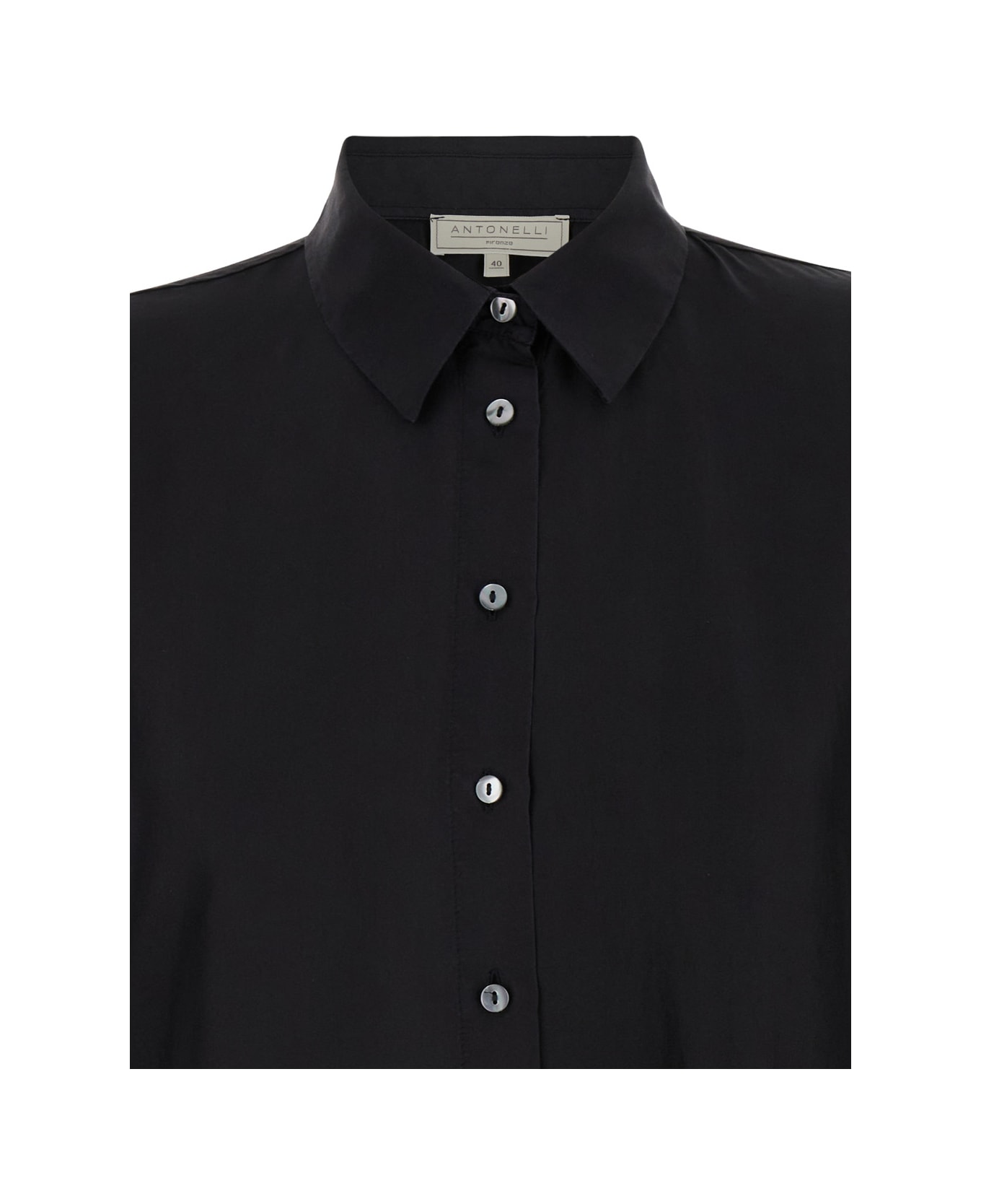 Antonelli Black Bassano Short Sleeve Shirt In Silk Woman - Black