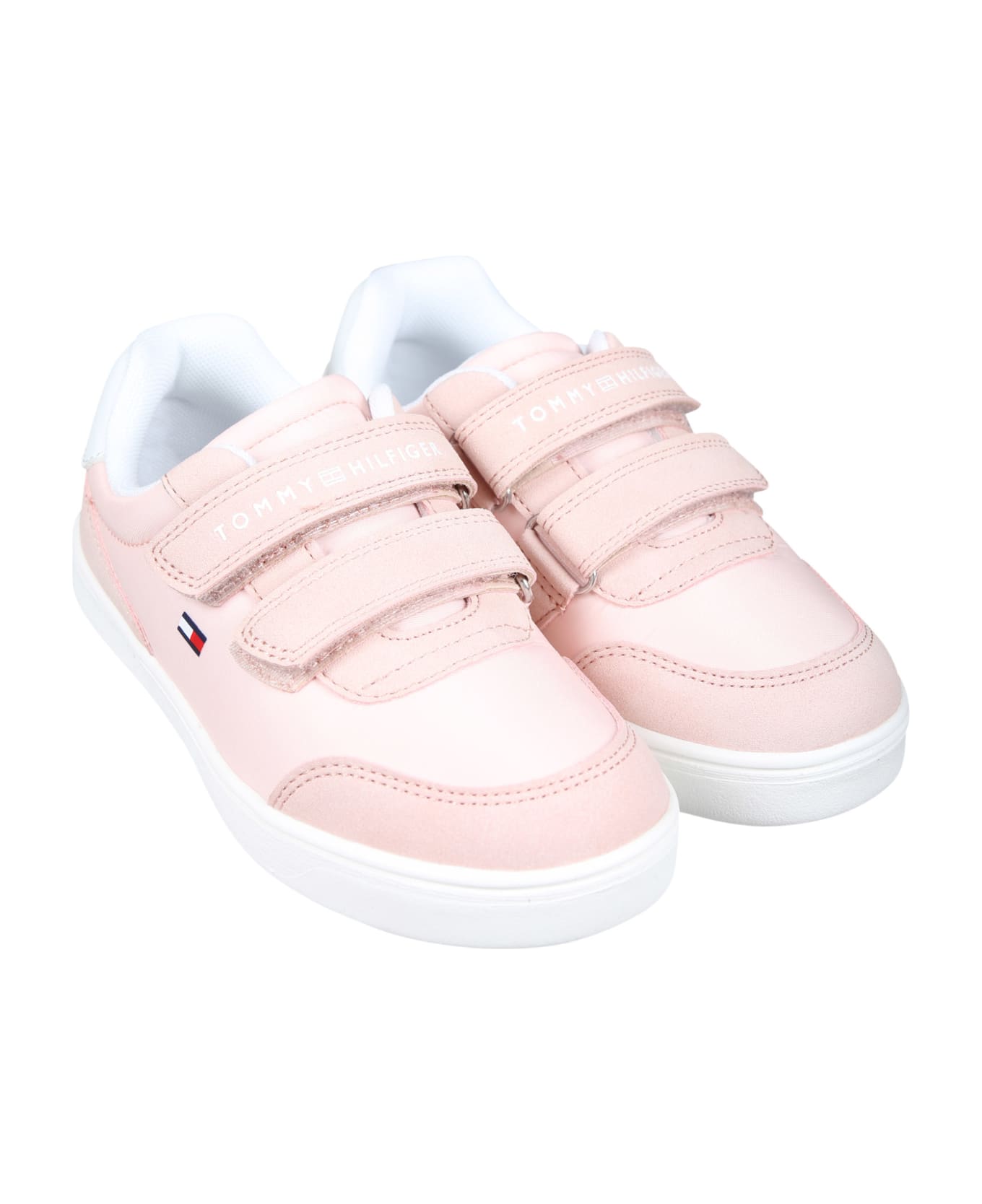 Tommy Hilfiger Pink Sneakers For Girl With Logo And Flag - Pink シューズ