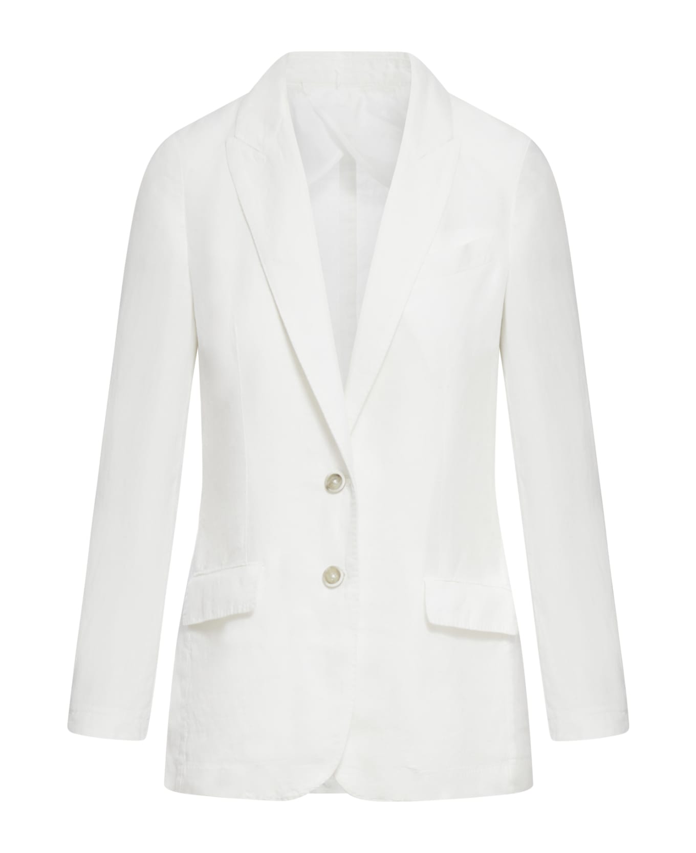 120% Lino Women Jacket With Mf Seams With 2 Buttons - White ブレザー