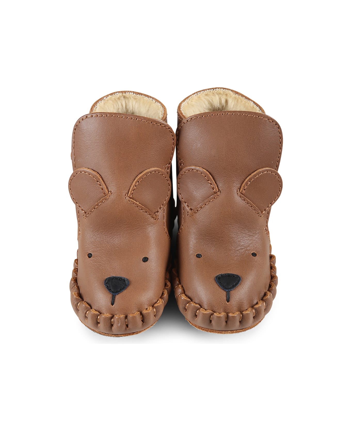 Donsje Brown Ankle Boots For Babykids With Bear - Brown
