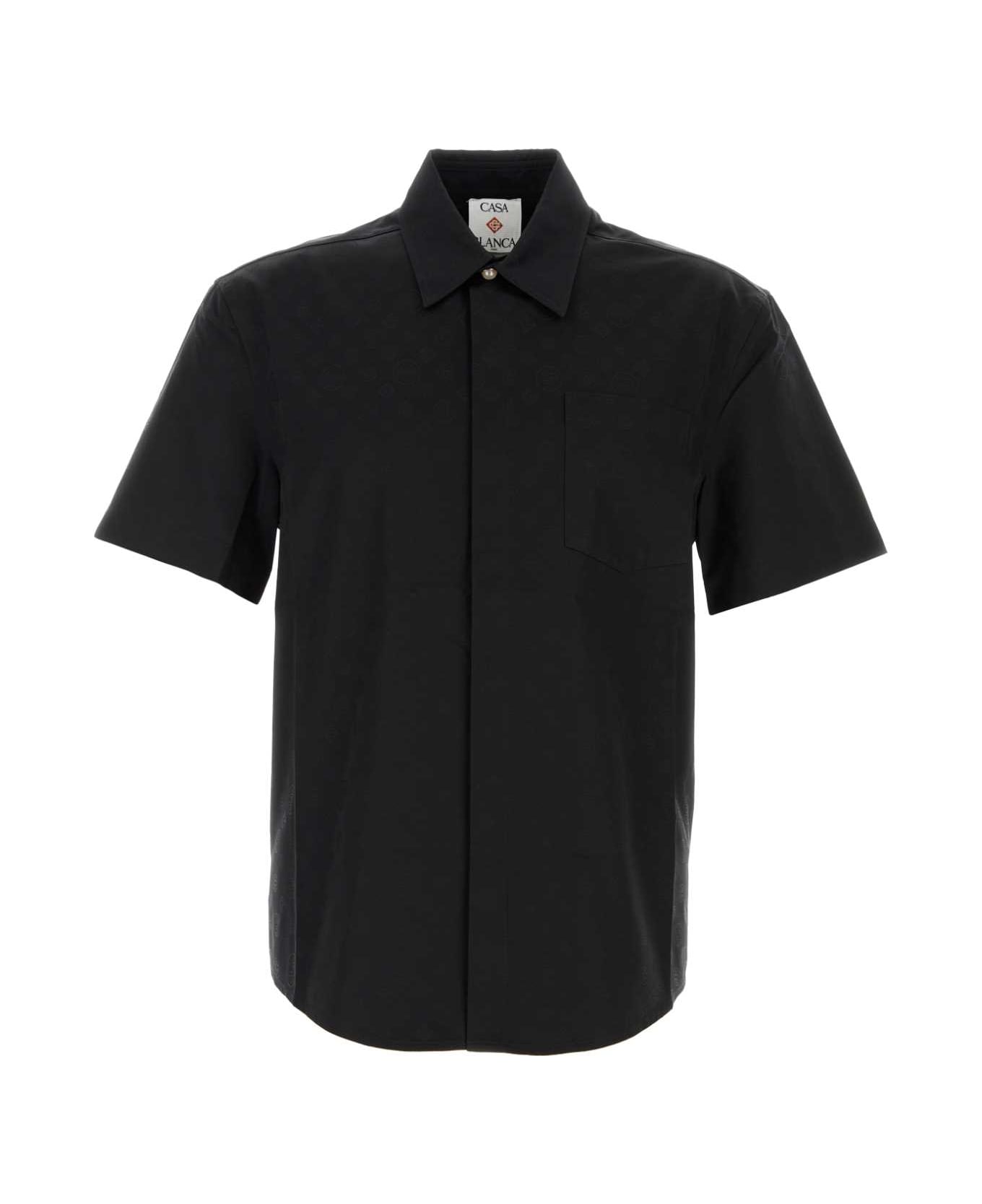 Casablanca Embroidered Poplin Shirt - BLACK