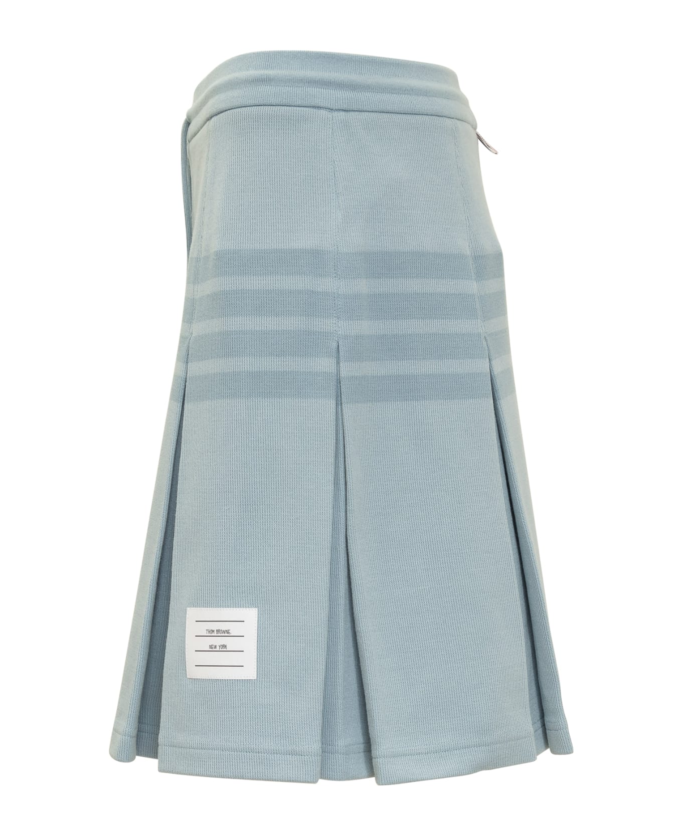Thom Browne 4-bar Pleated Cotton Skirt - Light Blue