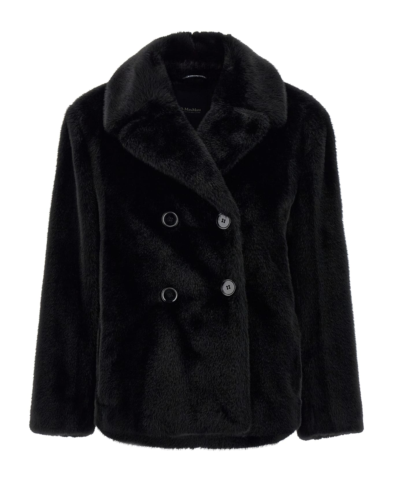 'S Max Mara 'laura' Faux Fur Coat - Black  