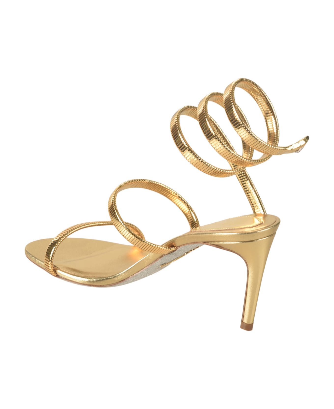 René Caovilla Metallic Twisted Strap Sandals - Gold