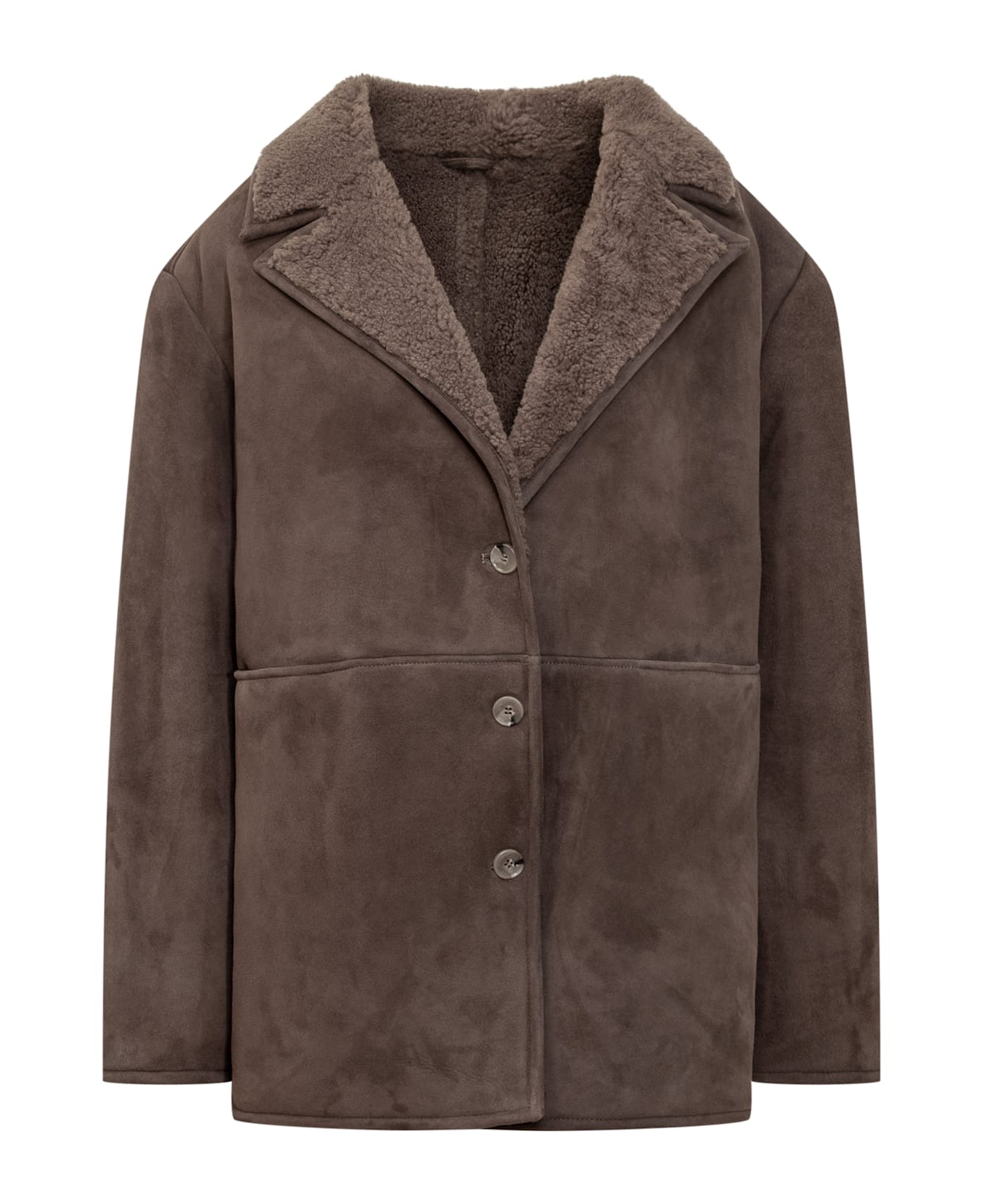 Loulou Studio Suede Coat - TAUPE