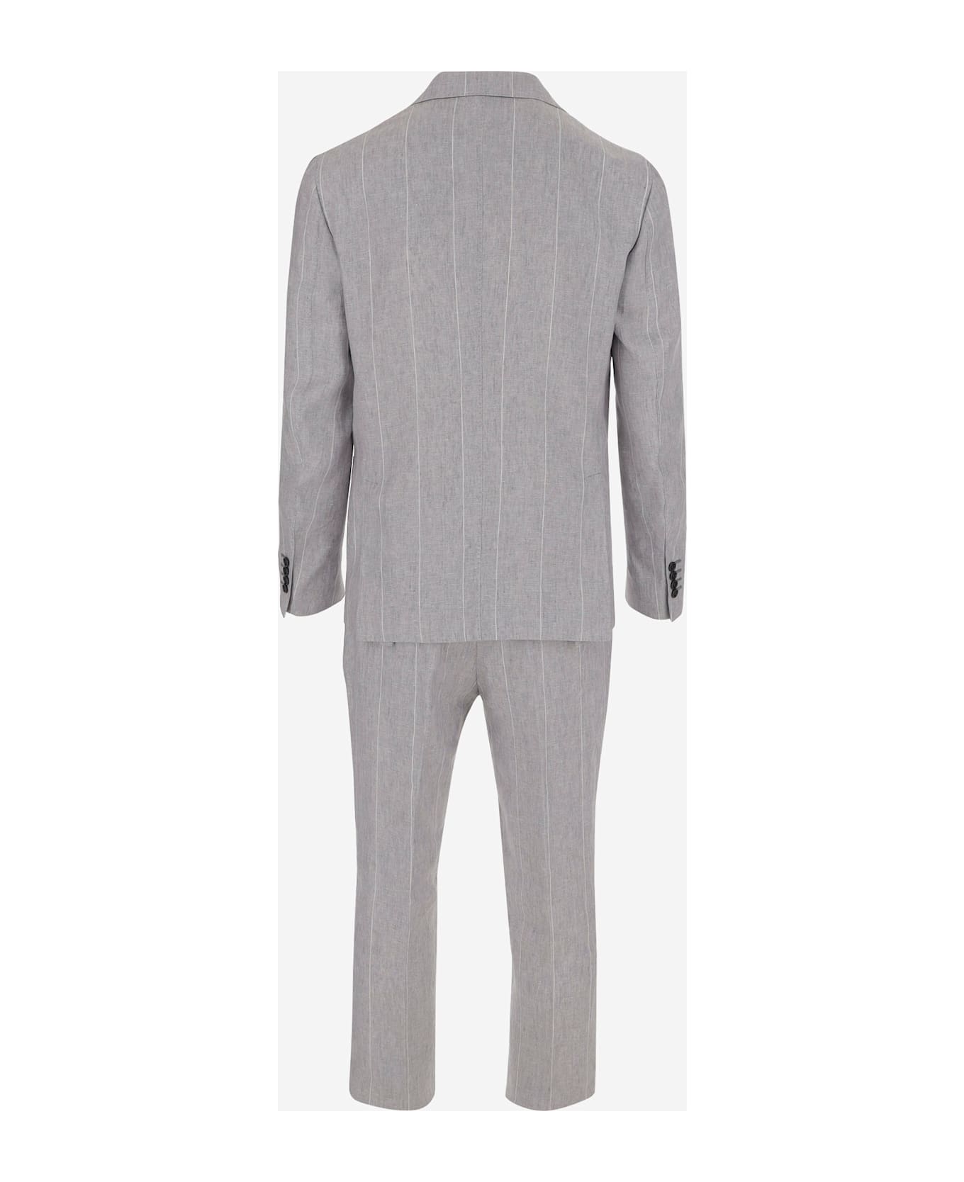 Brian Dales Linen Pinstripe Suit - Grey