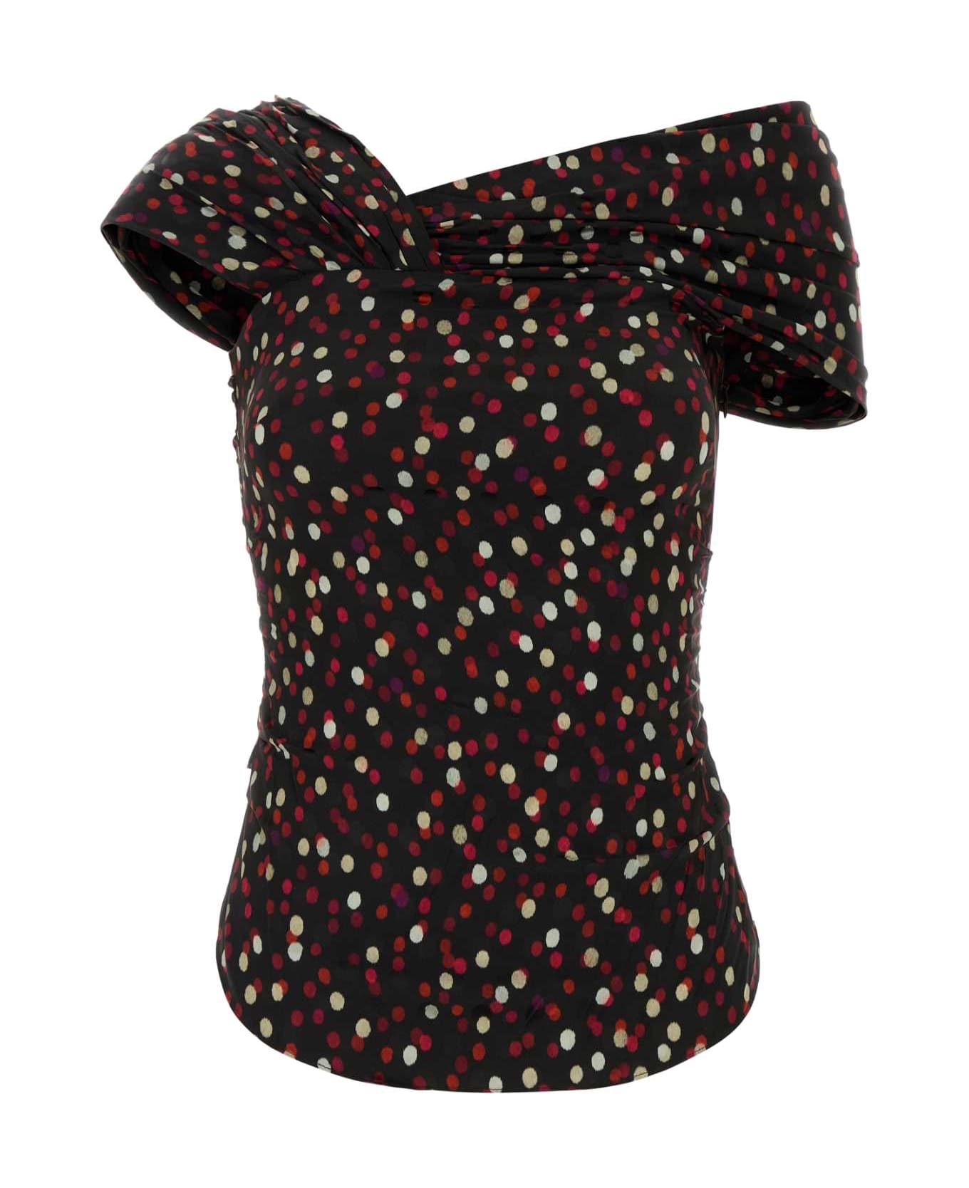 Isabel Marant Printed Stretch Silk Esen Top - BLACKRED