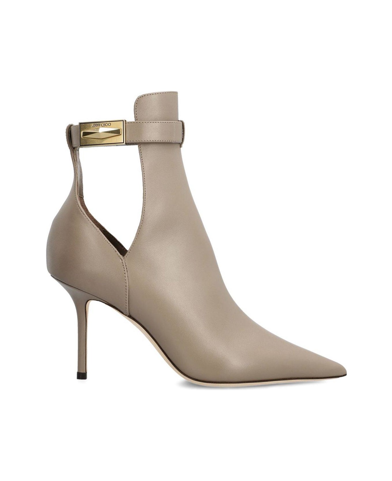 Jimmy Choo Nell 85 Cut-out Pointed-toe Ankle Boots - Dove Grey ブーツ