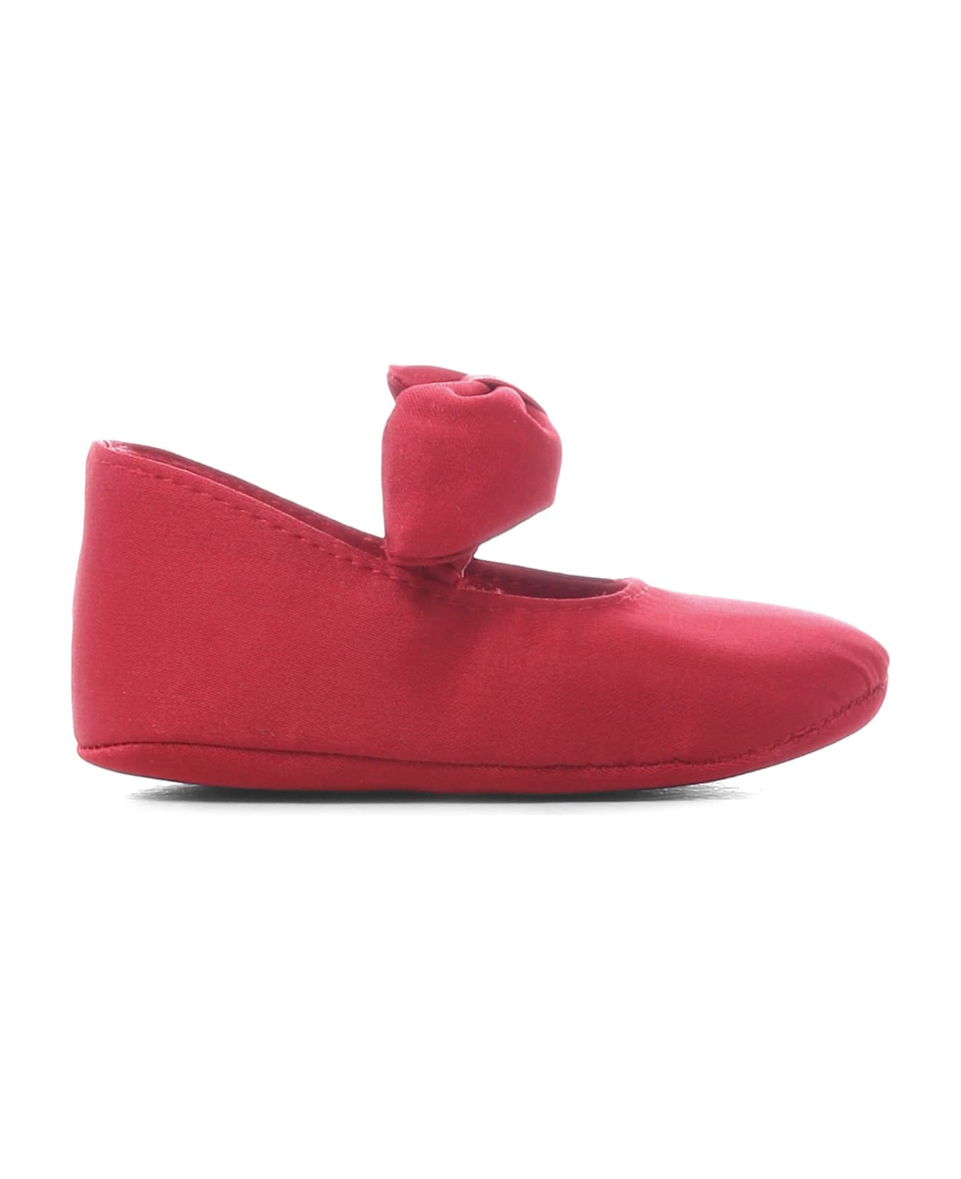 Monnalisa Red Ballet Flat For Baby Girl With Bow - Red