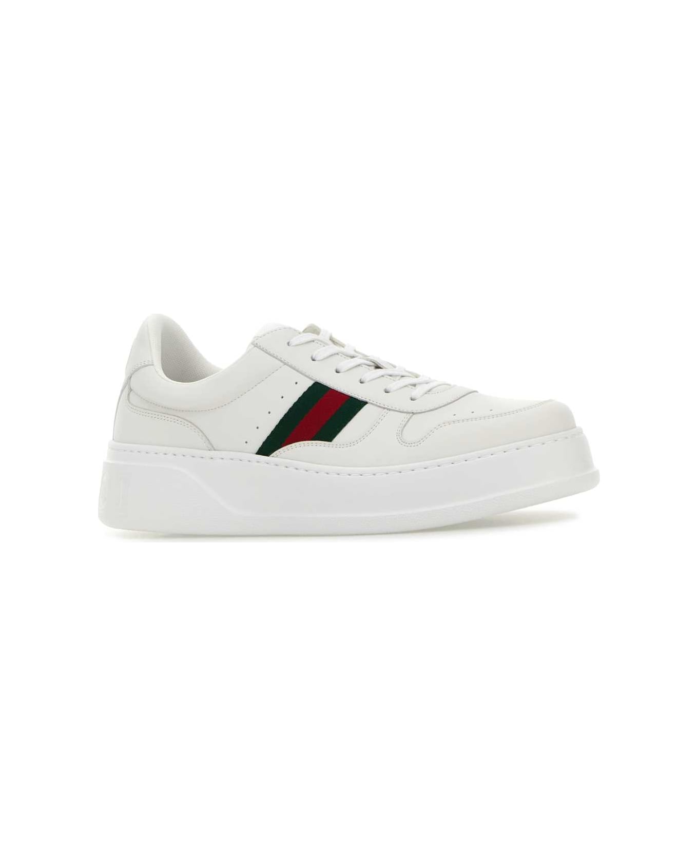 Gucci White Leather Sneakers - WHITE