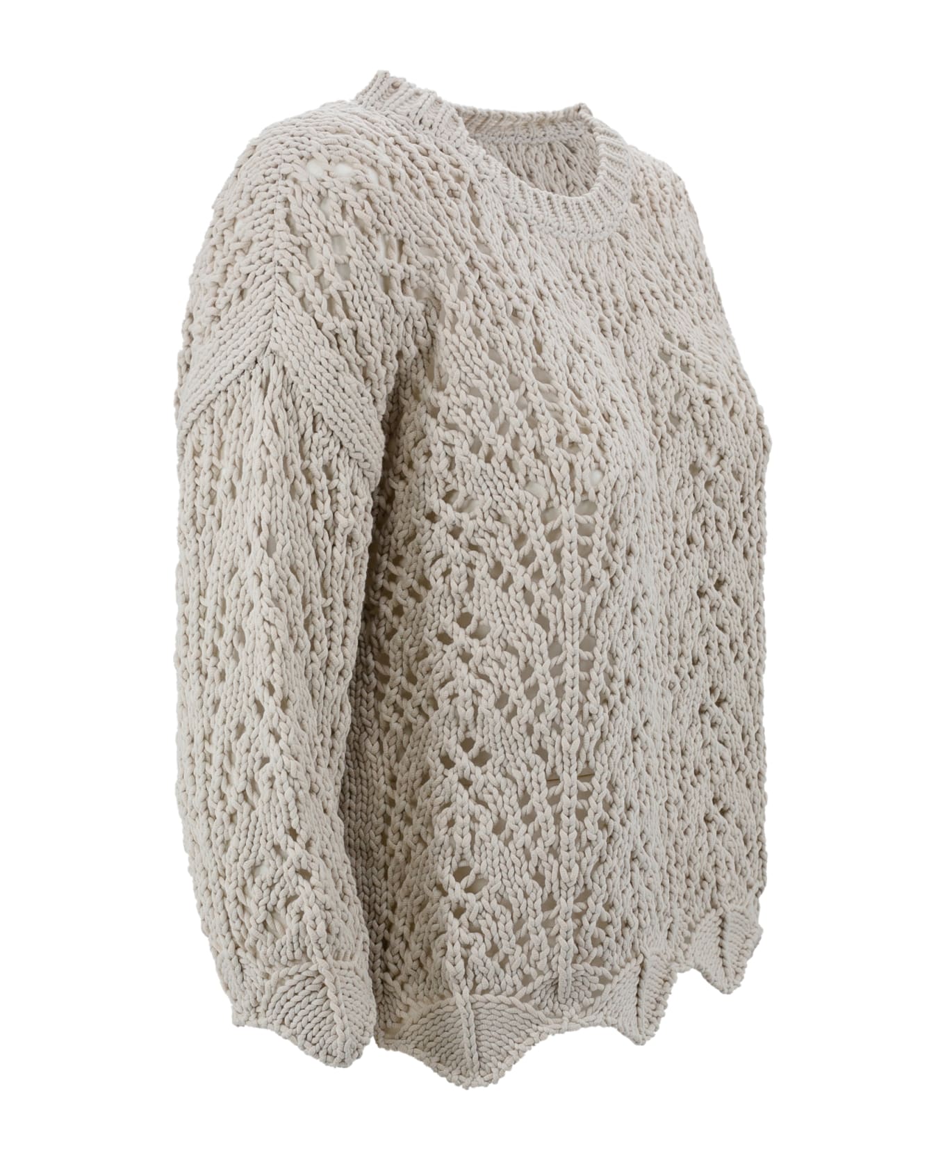 D.Exterior Cotton Crewneck Sweater - Beige