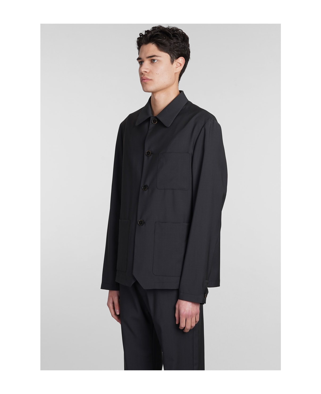 Barena Visal Casual Jacket In Black Wool - black