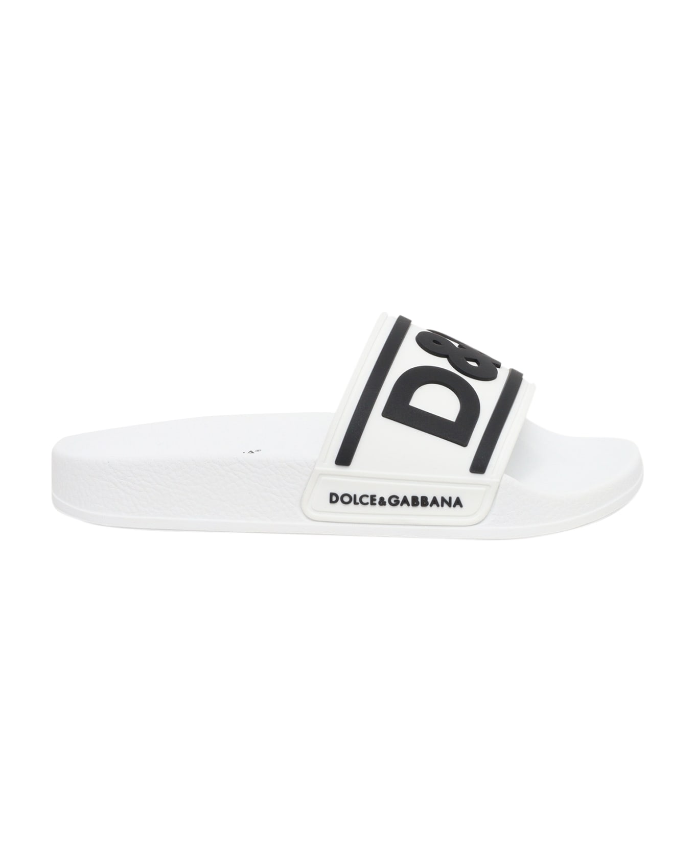Dolce & Gabbana White D&g Slippers - WHITE シューズ