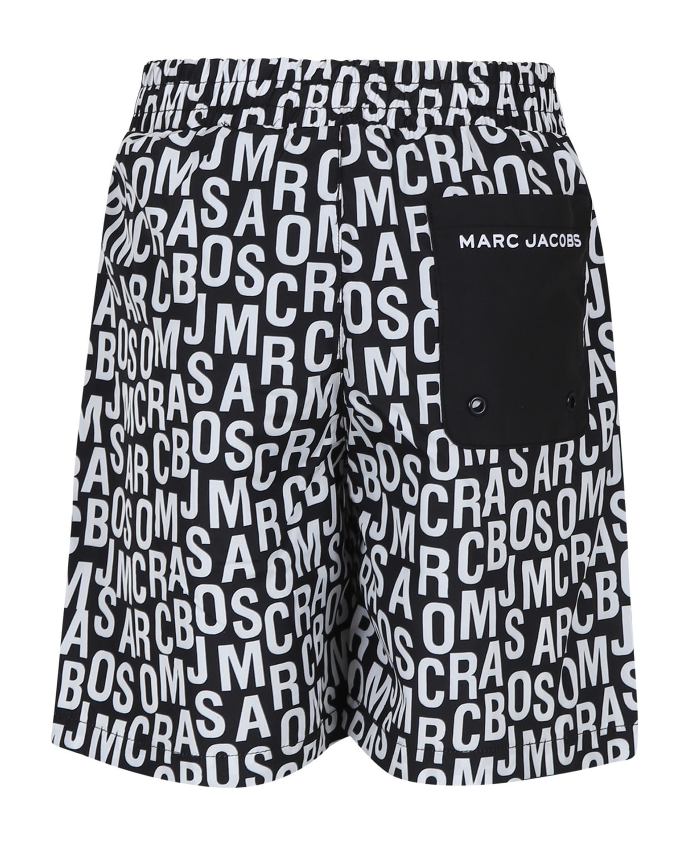 Little Marc Jacobs Black Swim Shorts For Boy With Logo - Black