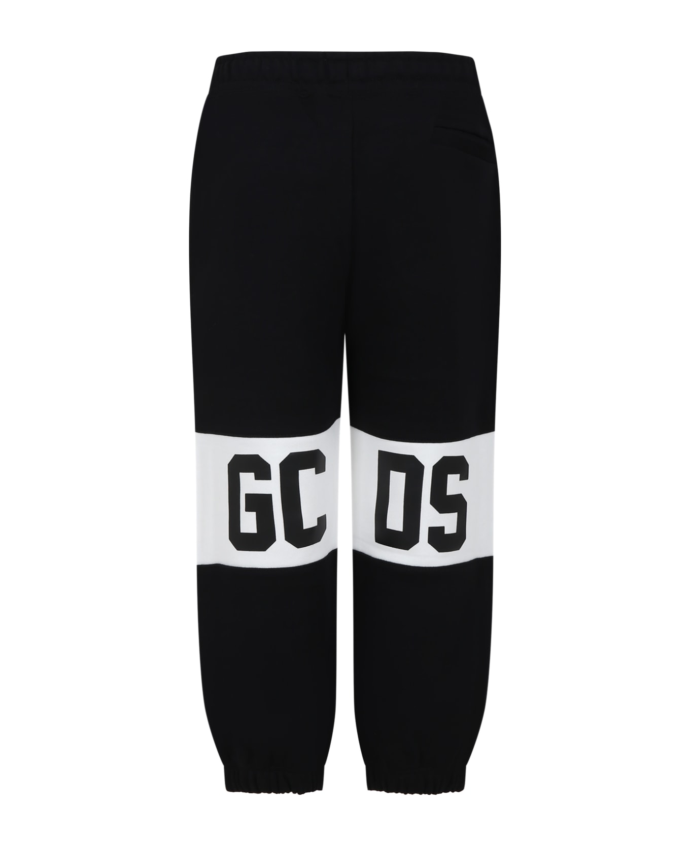 GCDS Mini Black tiered Trousers For Boy With Logo - Black
