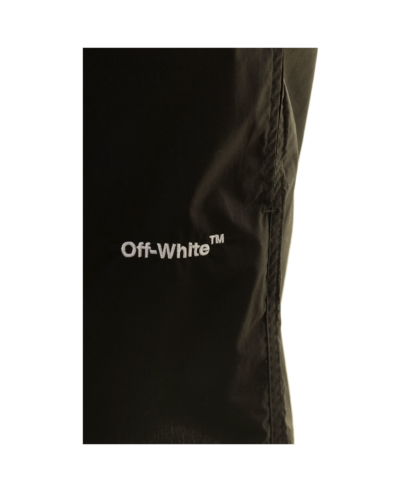 Off-White Black Shorts With Contrasting Logo Print At The Front In Cotton Man - Black