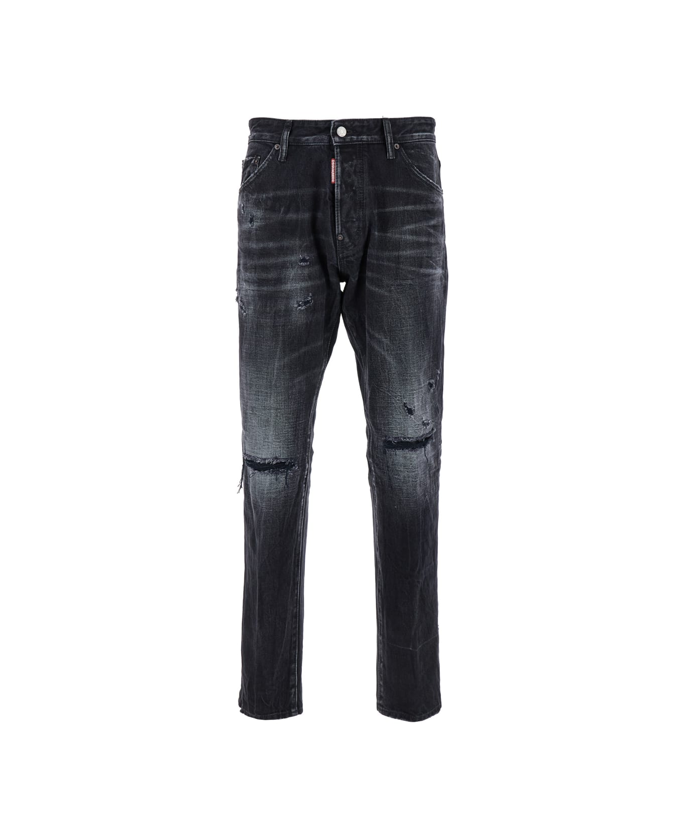 Dsquared2 'cool Guy' Black Five-pocket Jeans With Rips In Cotton Denim Man - Black