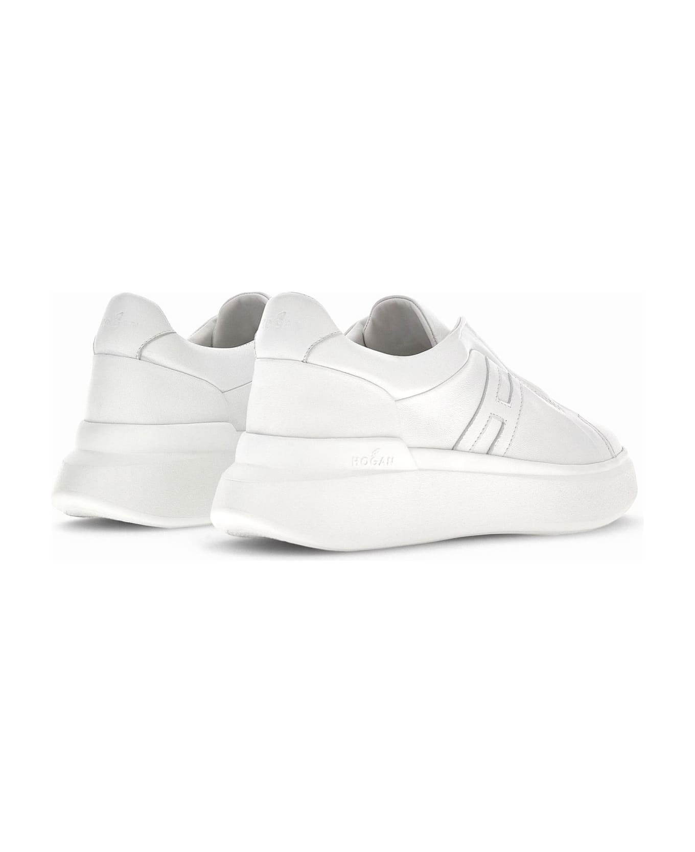 Hogan Slip-on Sneakers In Leather - Bianco