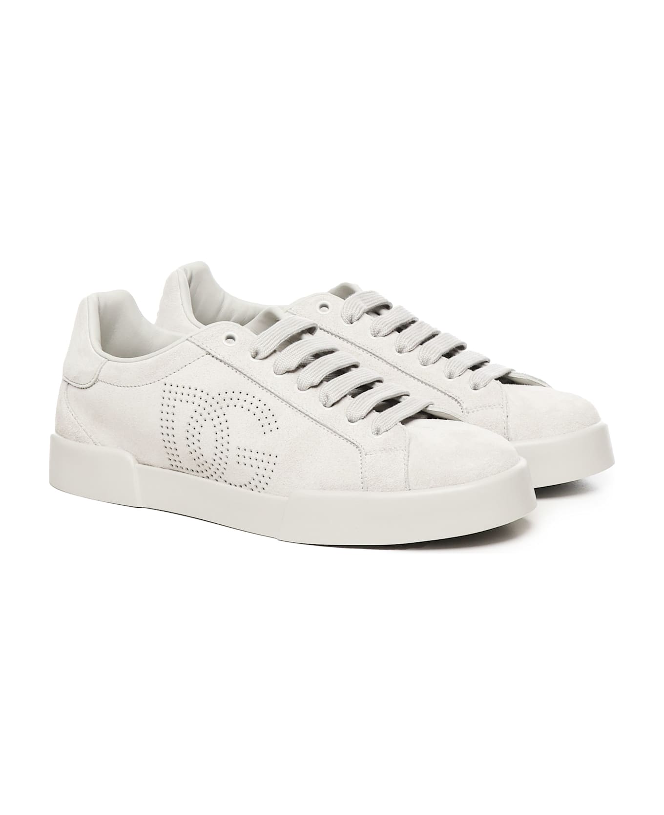 Dolce & Gabbana Portofino Sneaker In Calfskin - Alluminio