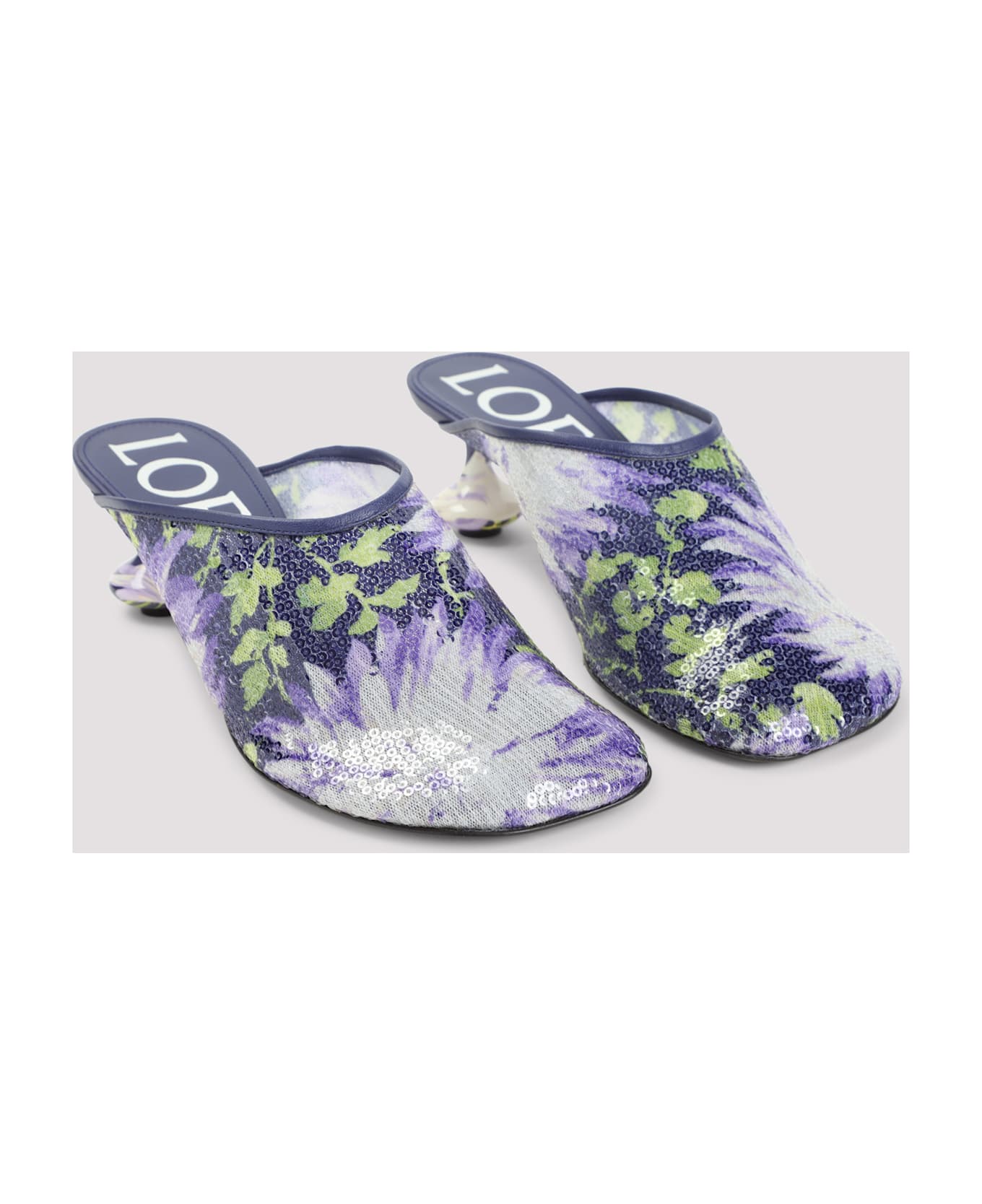Loewe Toy 45 Sequins Mules - Navy Lilac