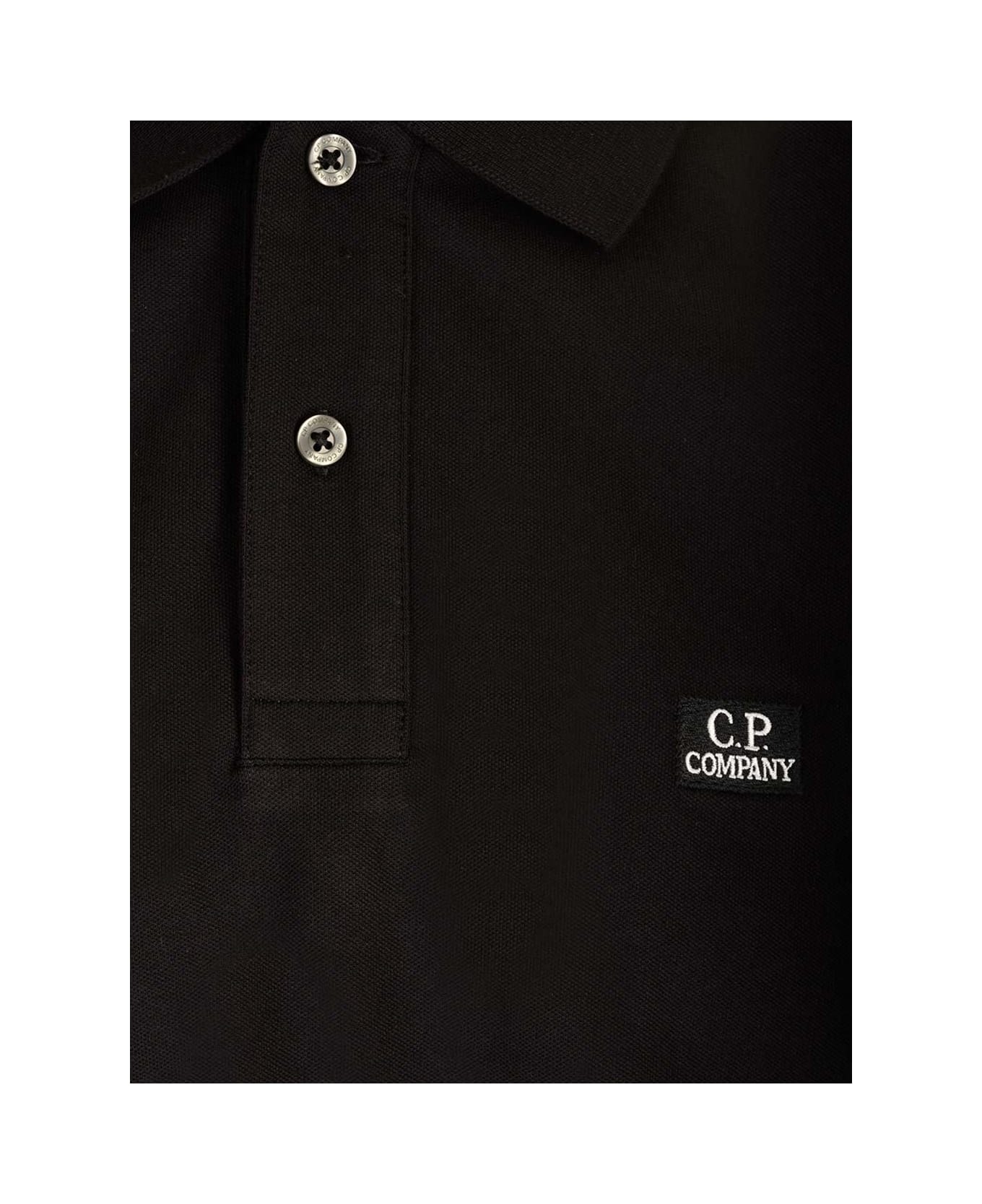C.P. Company Logo Patch Polo Shirt - Nero