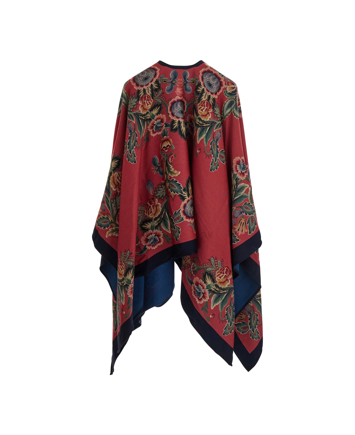 Etro Red Cape With All-over Floral Motif In Wool Blend Woman - Red