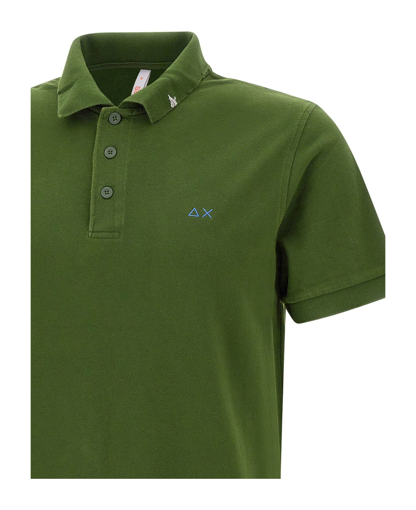 Sun 68 "solid" Cotton Polo Shirt - GREEN