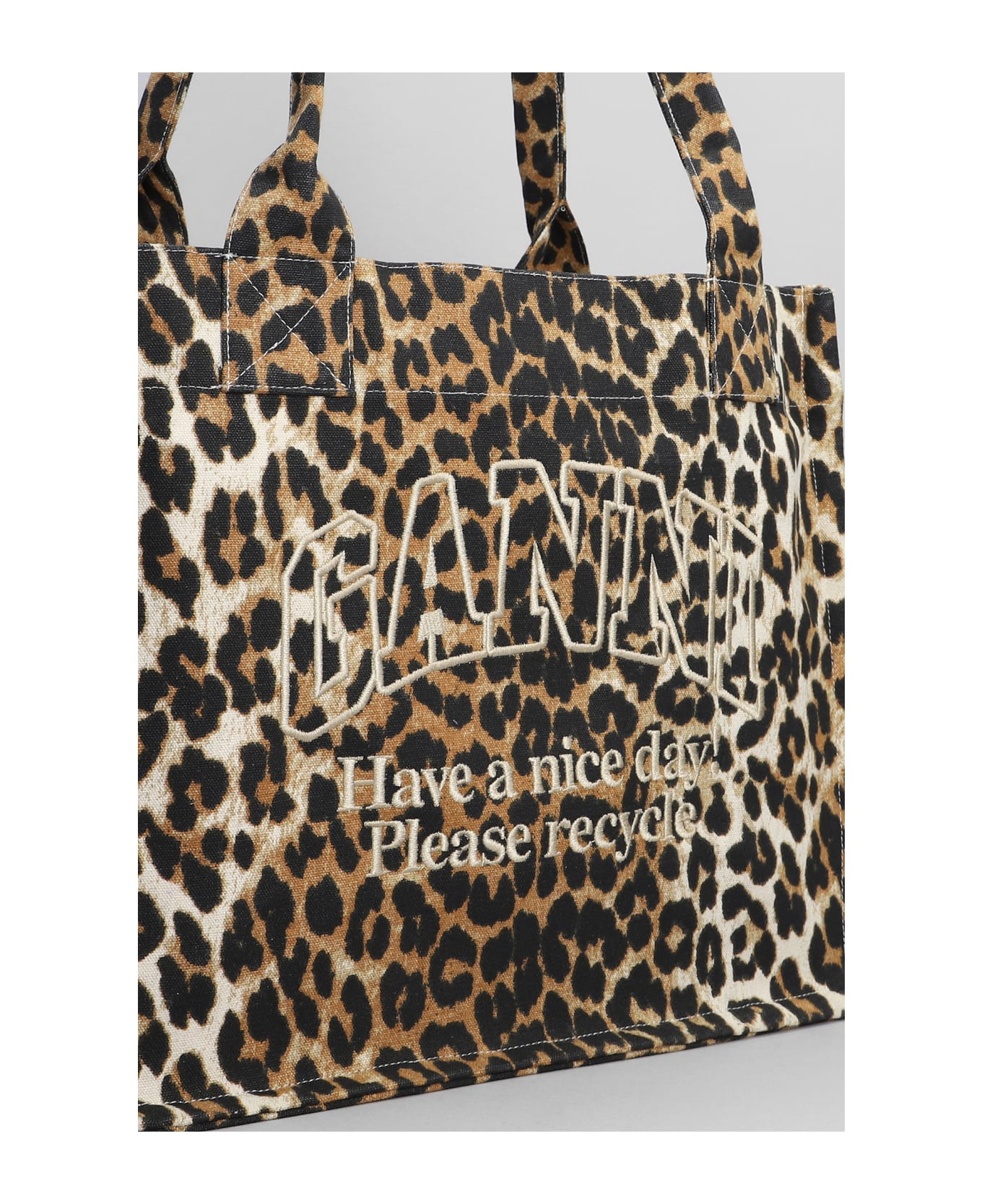 Ganni Large Logo Easy Printed Shopper Bag - Marrone