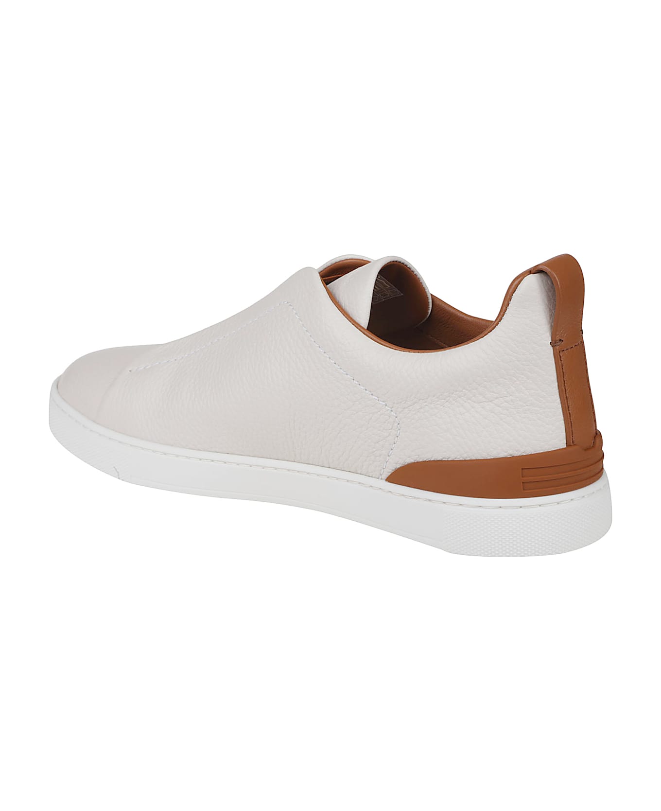 Zegna Triple Stitch Low Top Sneakers - Spa Crema