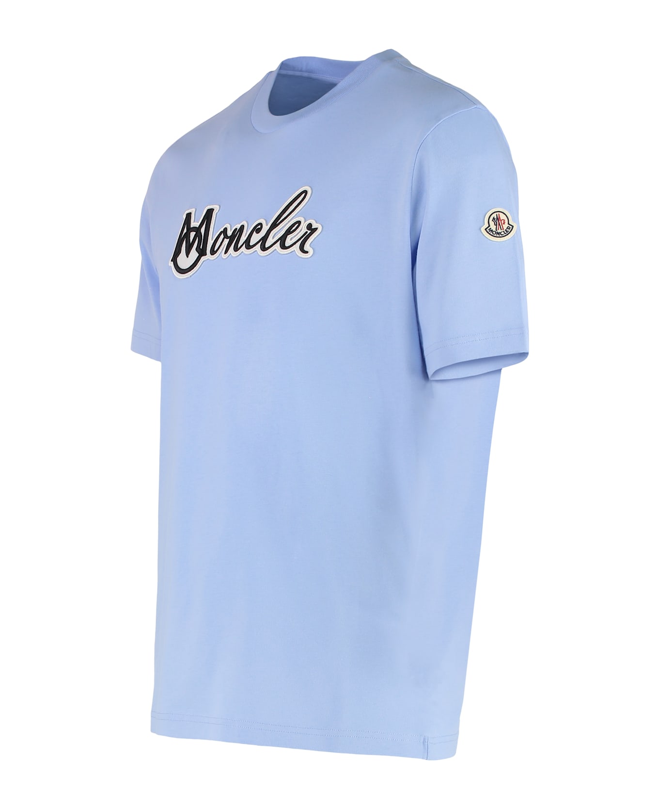 Moncler Logo Cotton T-shirt - Light Blue
