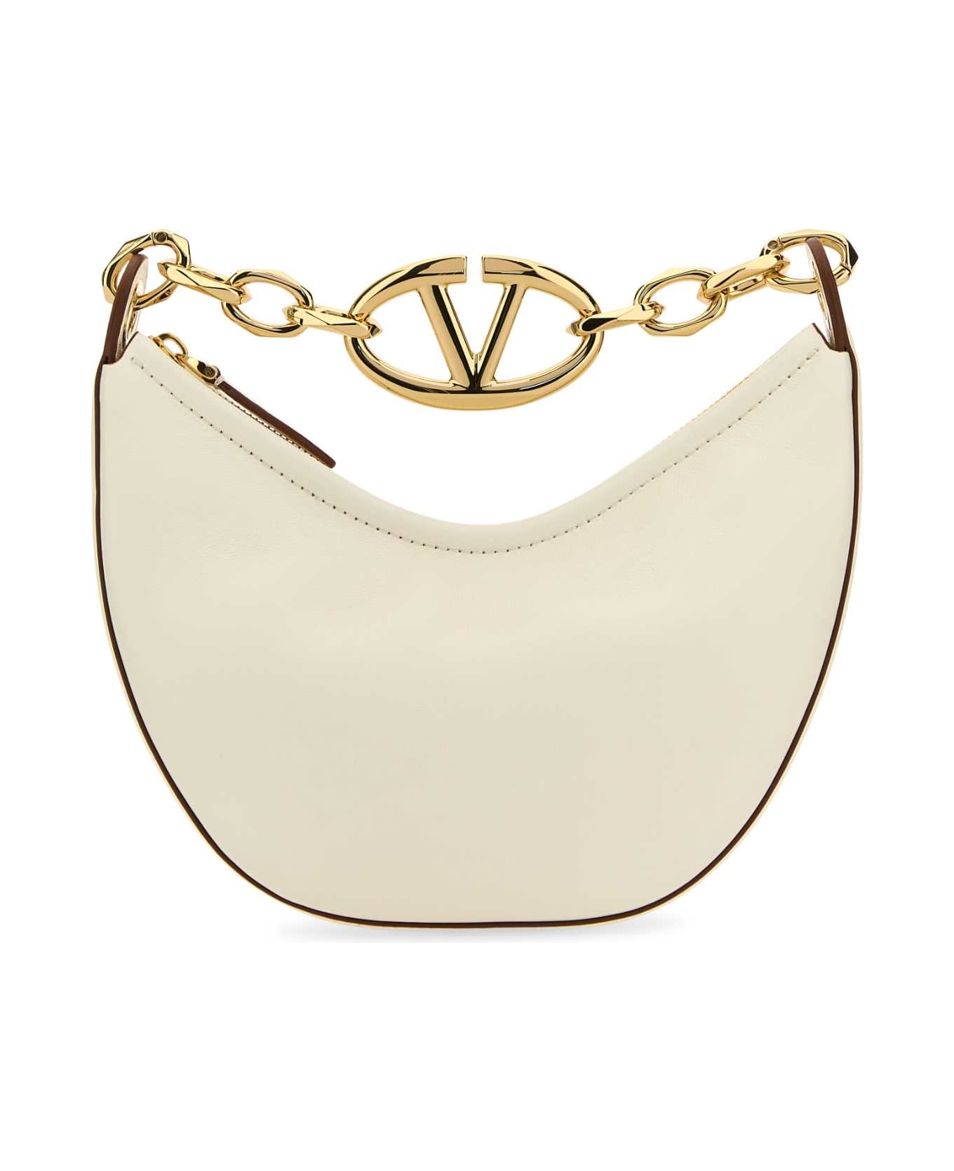 Valentino Garavani Ivory Leather Mini Hobo Vlogo Moon Handbag - IVORY