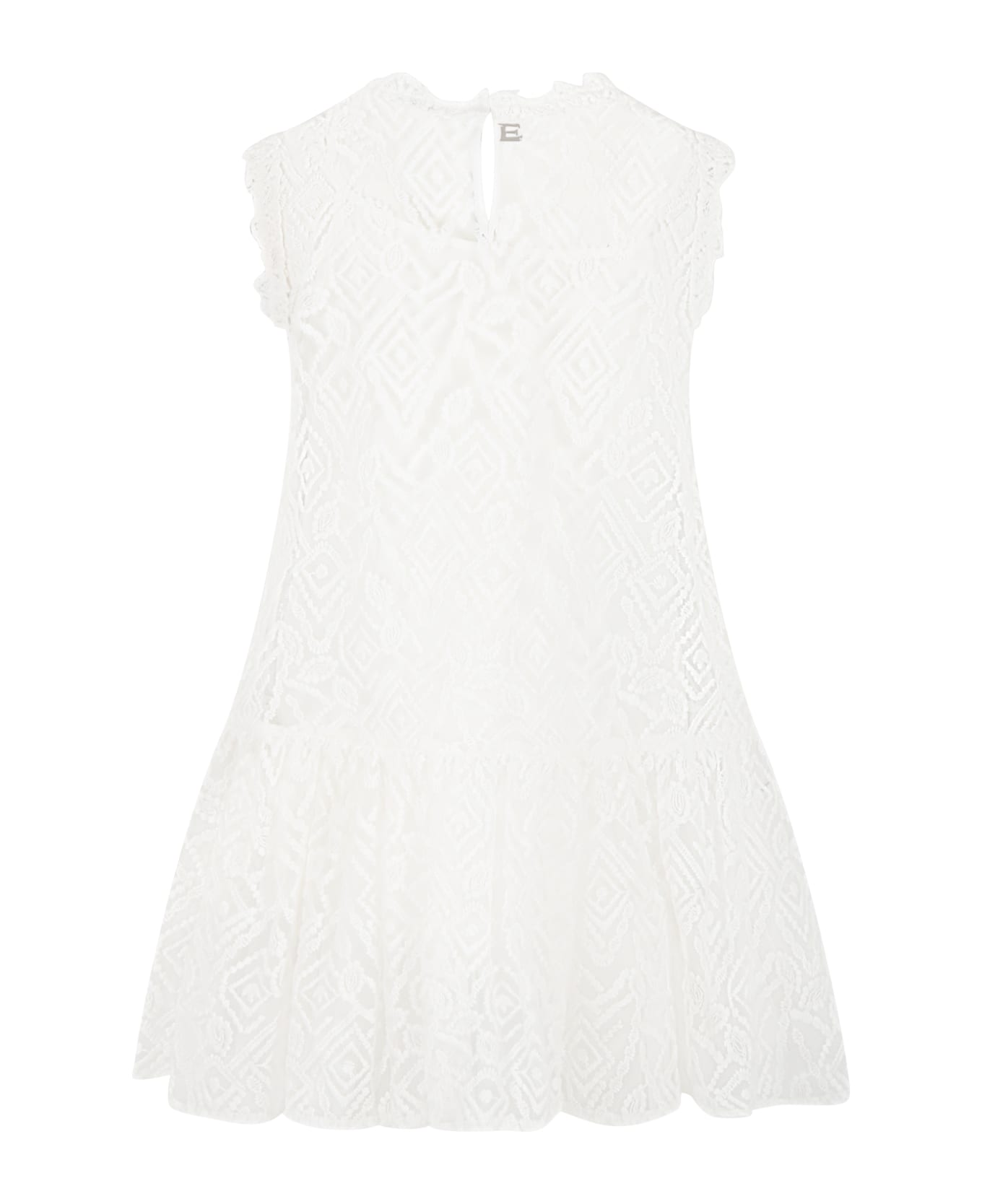 Ermanno Scervino Junior White Dress For Girl With Logo - White