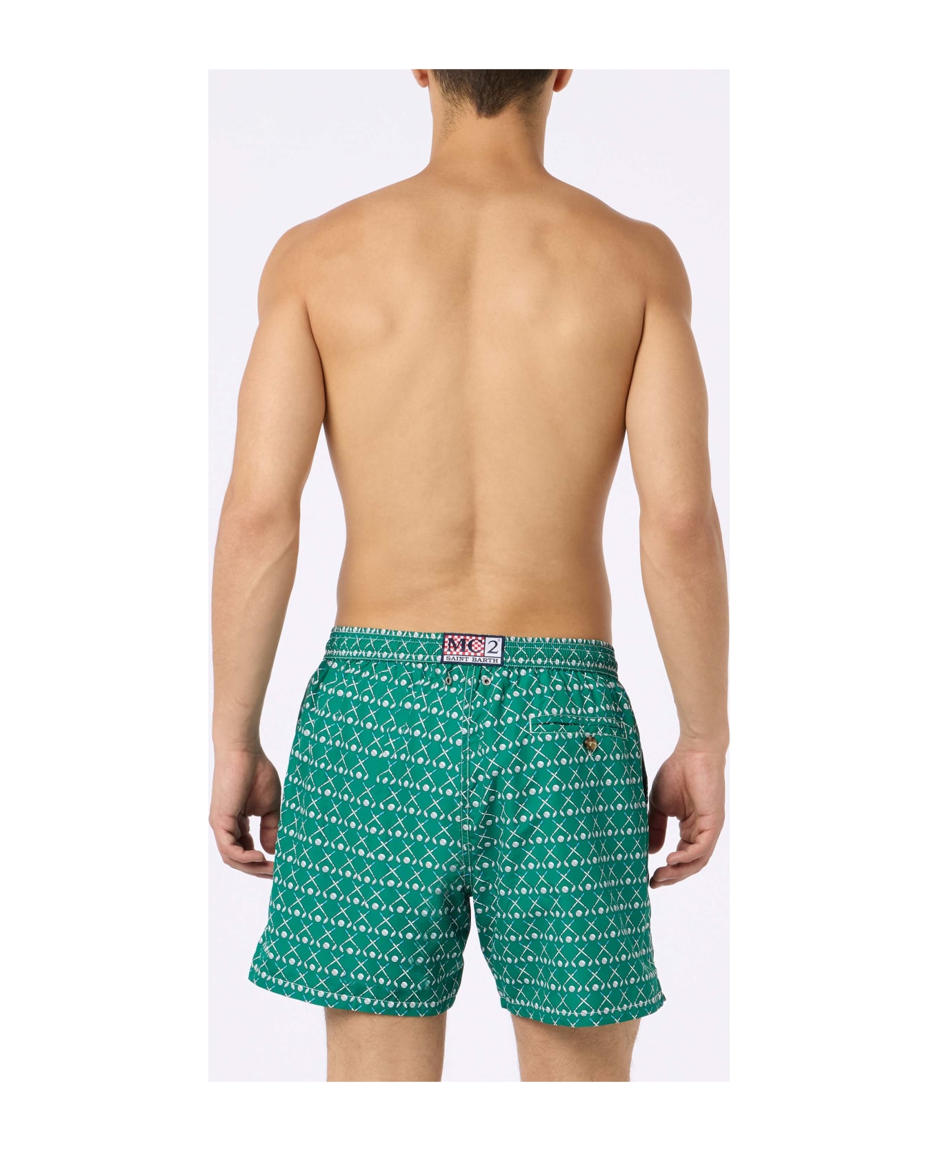 MC2 Saint Barth Man Lightweight Fabric Swim-shorts Lighting Micro Fantasy With Golf Print - GREEN