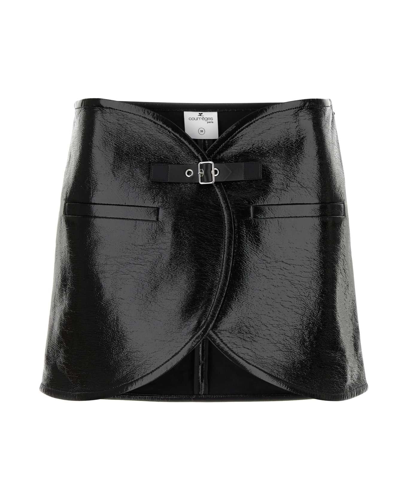 Courrèges Black Vinyl Mini Skirt - Black スカート