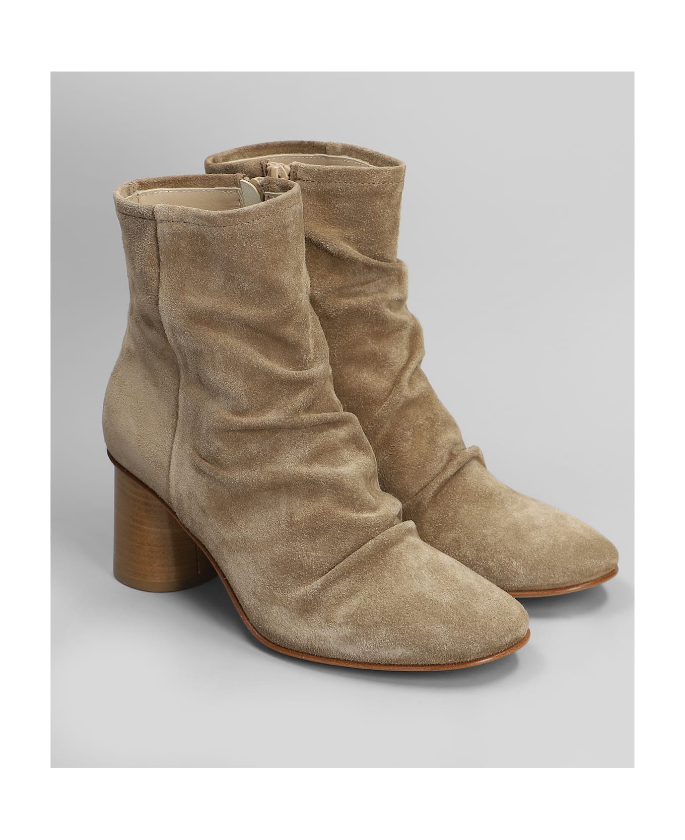Elena Iachi High Heels Ankle Boots In Camel Suede - Camel