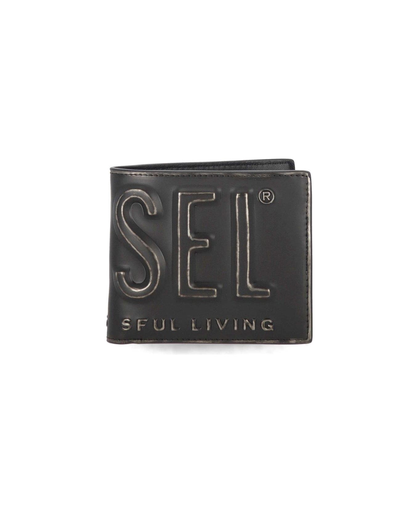 Diesel Embossed Logo Bifold Wallet - BLACK