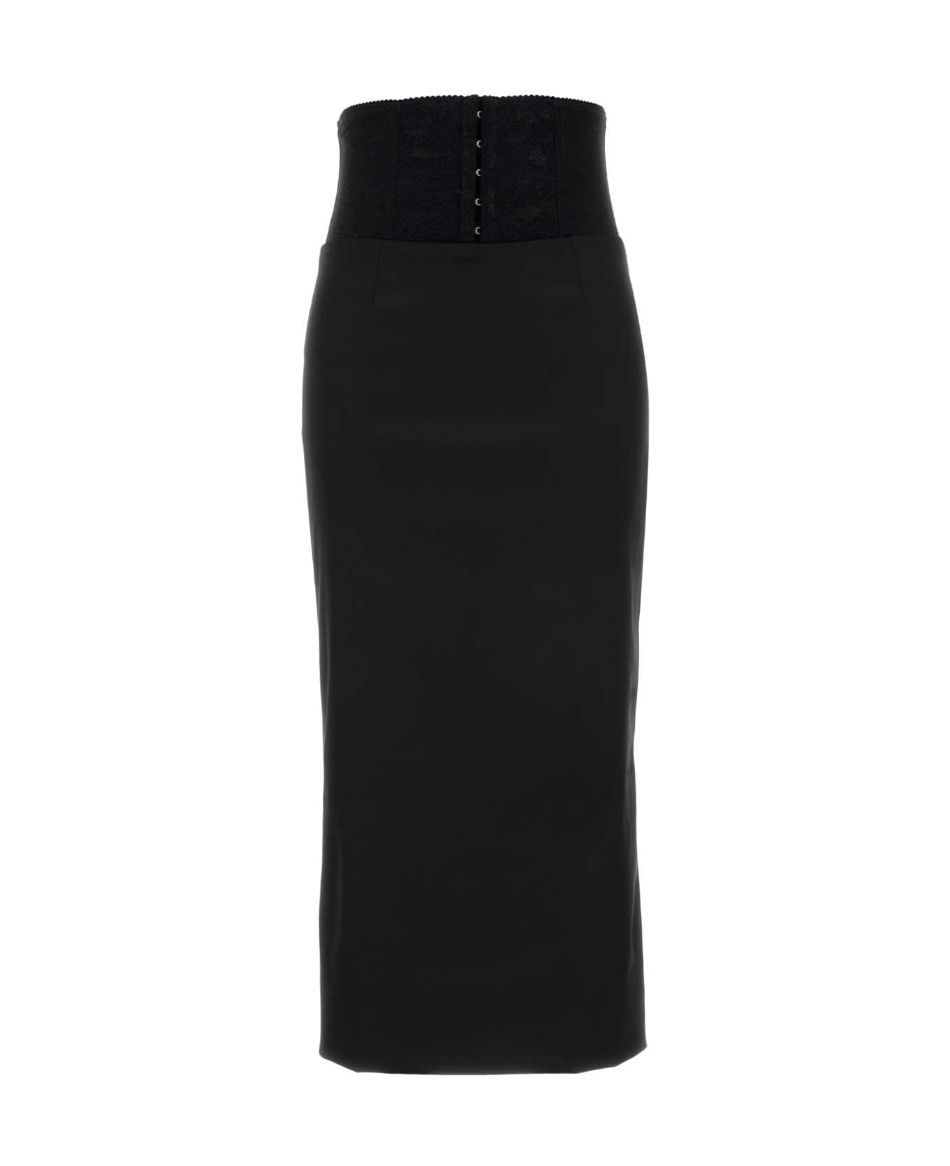 Dolce & Gabbana Black Satin Skirt - NERO