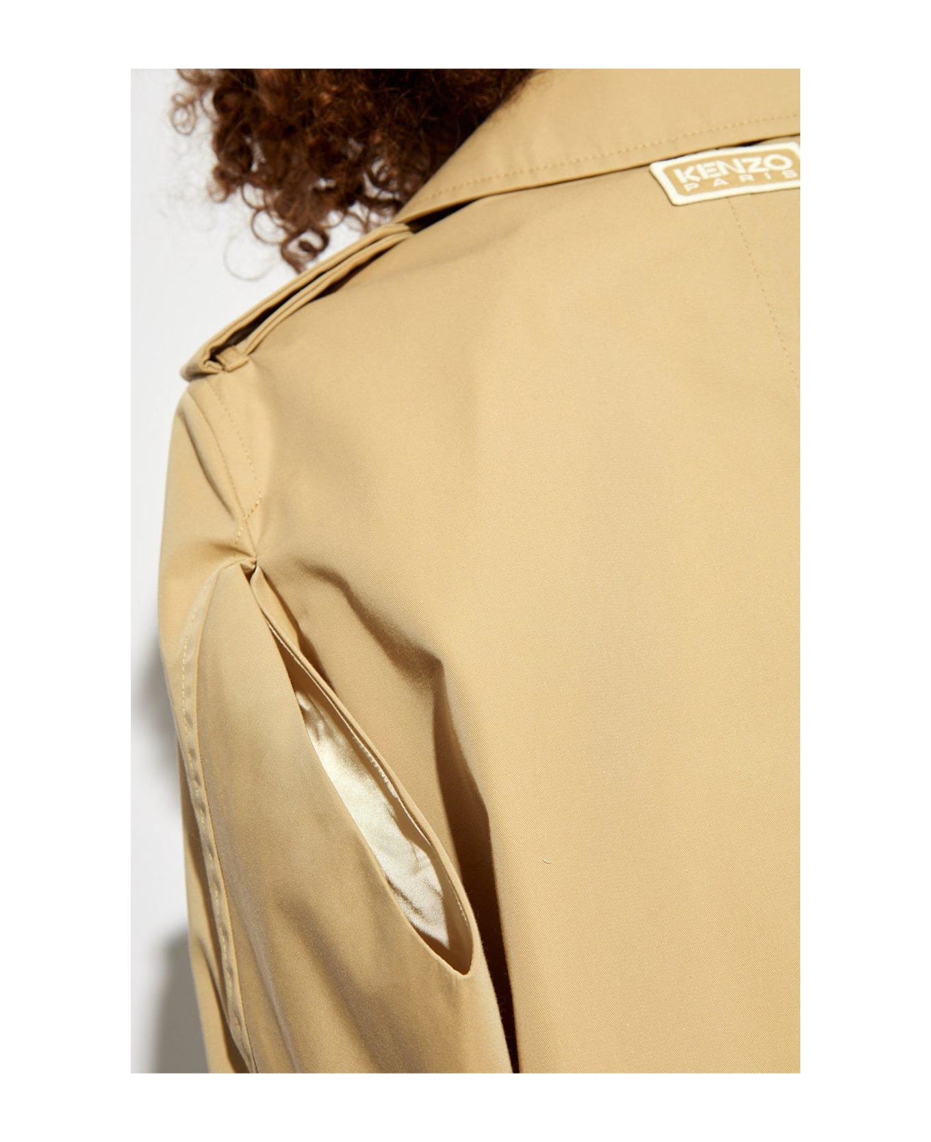 Kenzo Button-up Short Trench Coat - Beige