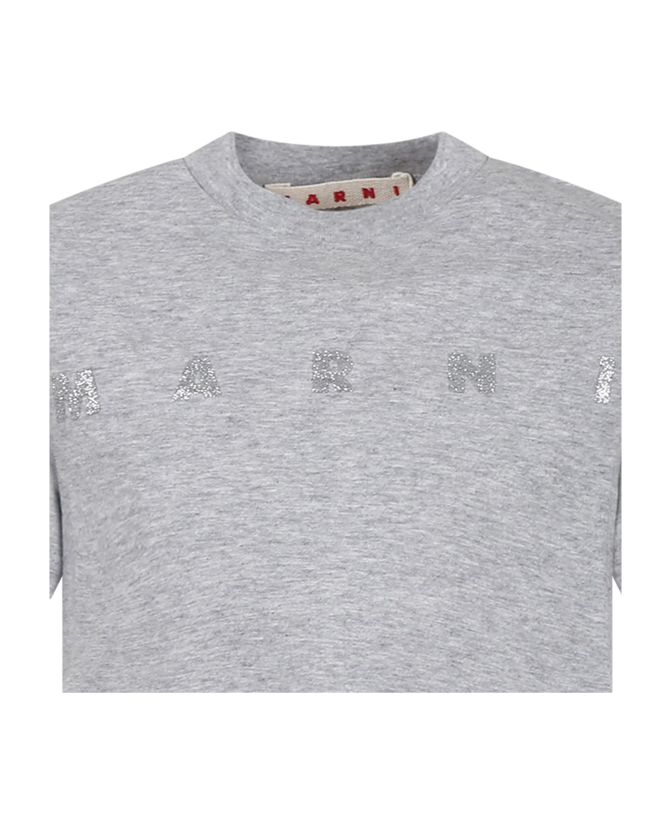 Marni Grey T-shirt For Girl With Logo - Grey