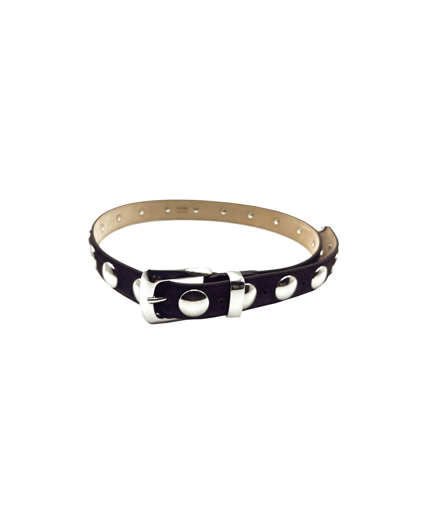 Khaite Benny Belt In Brown Suede Whit Silver Buckle - Coffee