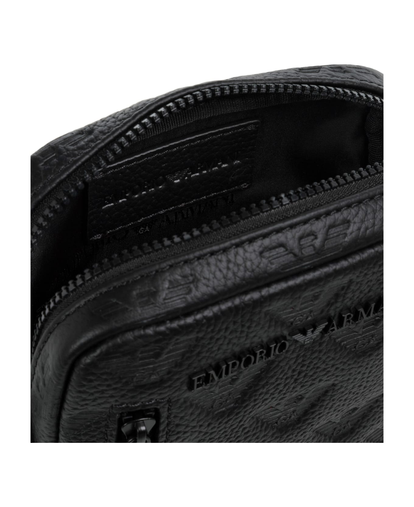 Emporio Armani Leather Crossbody Bag - Black ショルダーバッグ