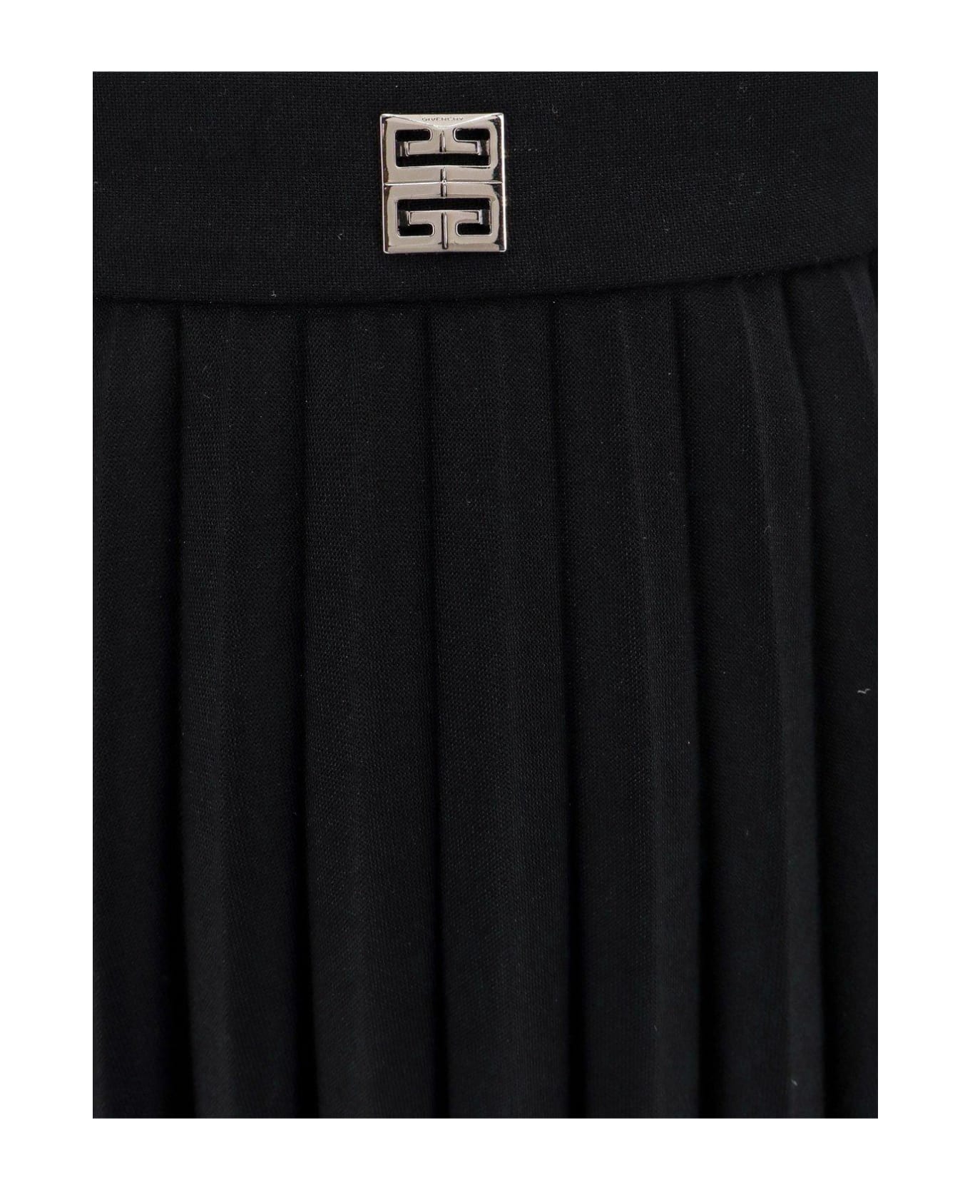 Givenchy Pleated Black Long Dress - Black
