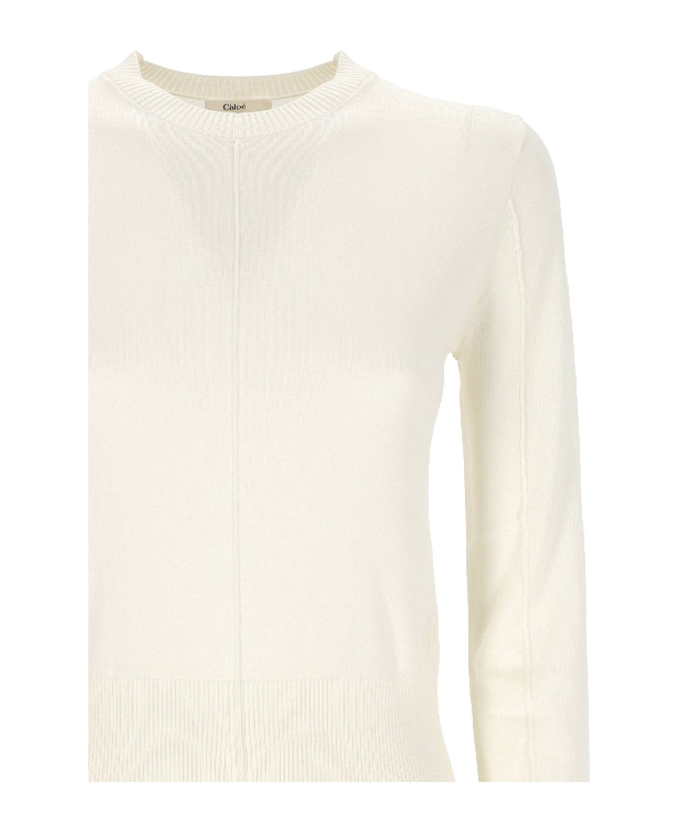 Chloé Crewneck Long-sleeve Top - White