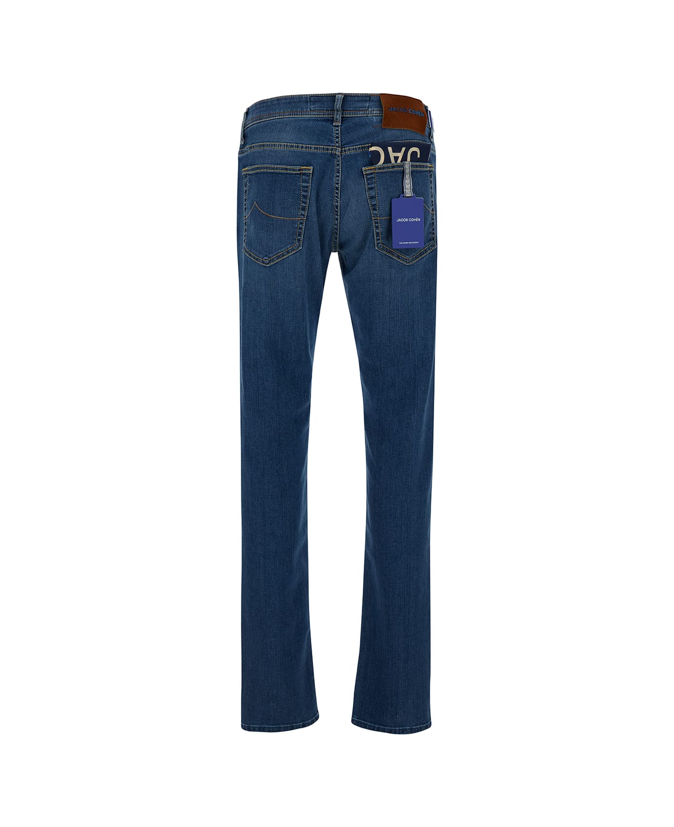 Jacob Cohen Blue Slim Low Waisted Jeans With Patch In Cotton Denim Man Jeans - DENIM MEDIO